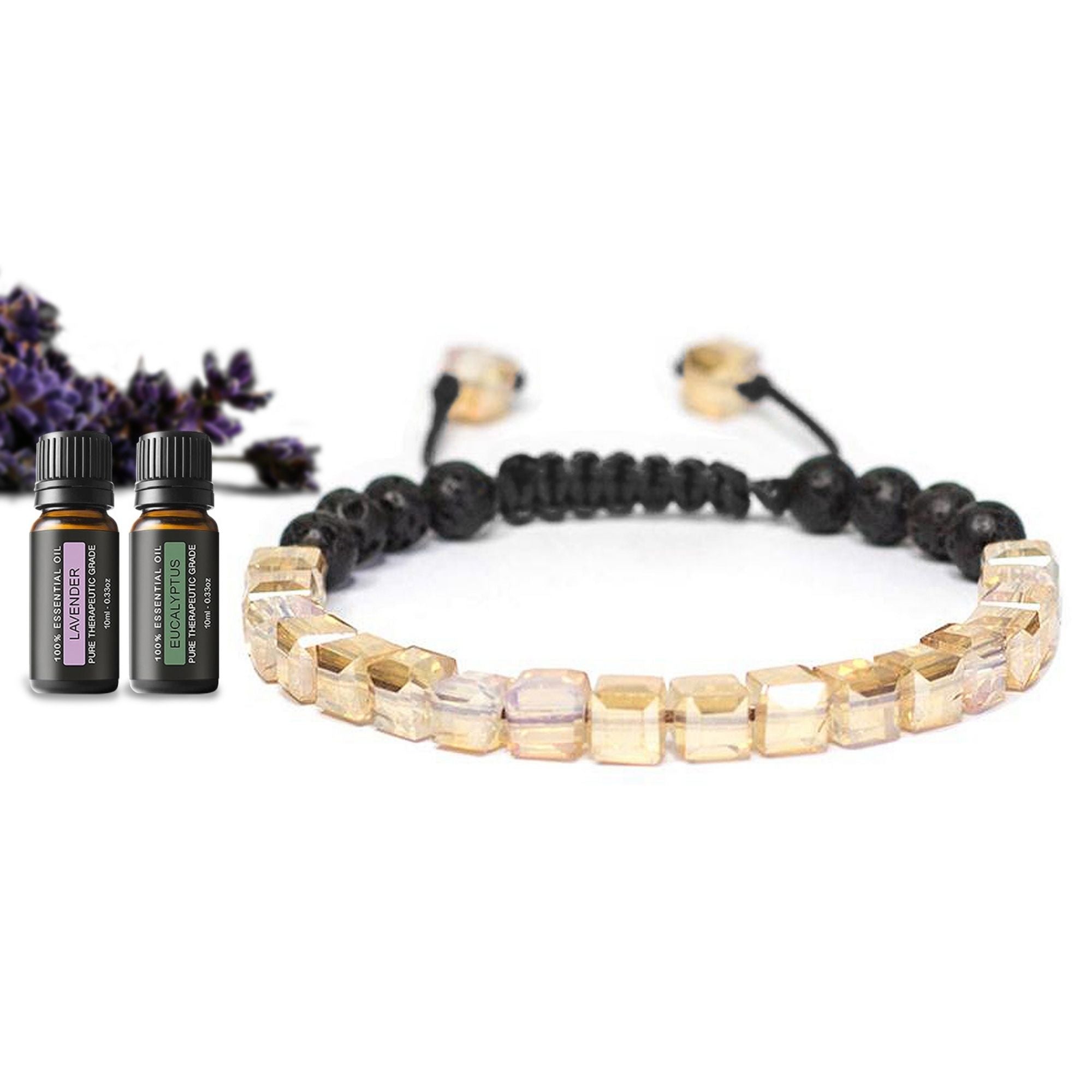 Lava Stone Glass Diffuser Bracelet with Optional Essential Oils