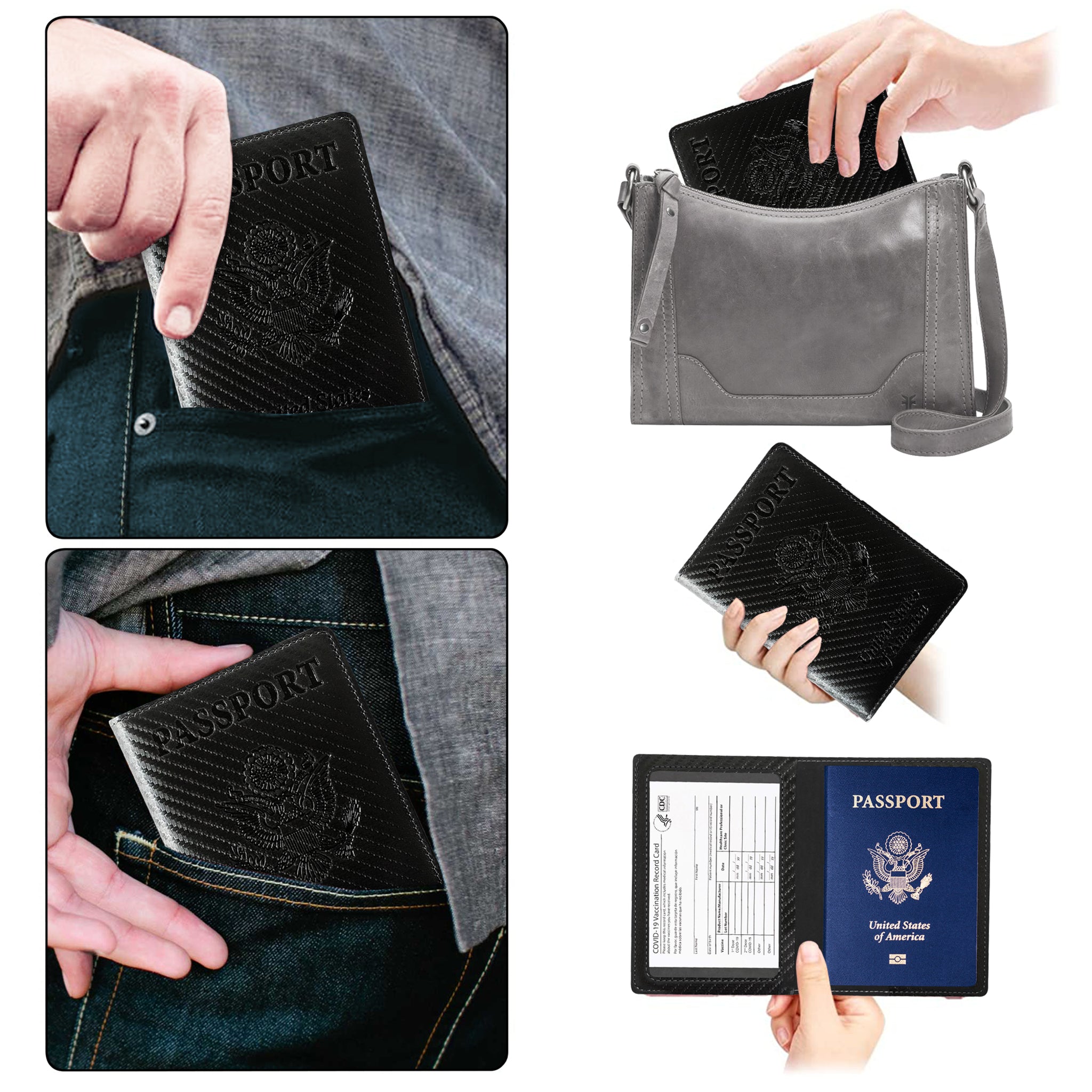 Ciana PU Leather Passport Cover and Card Holder Combo Slim Passport Holder with Card Protector Slot