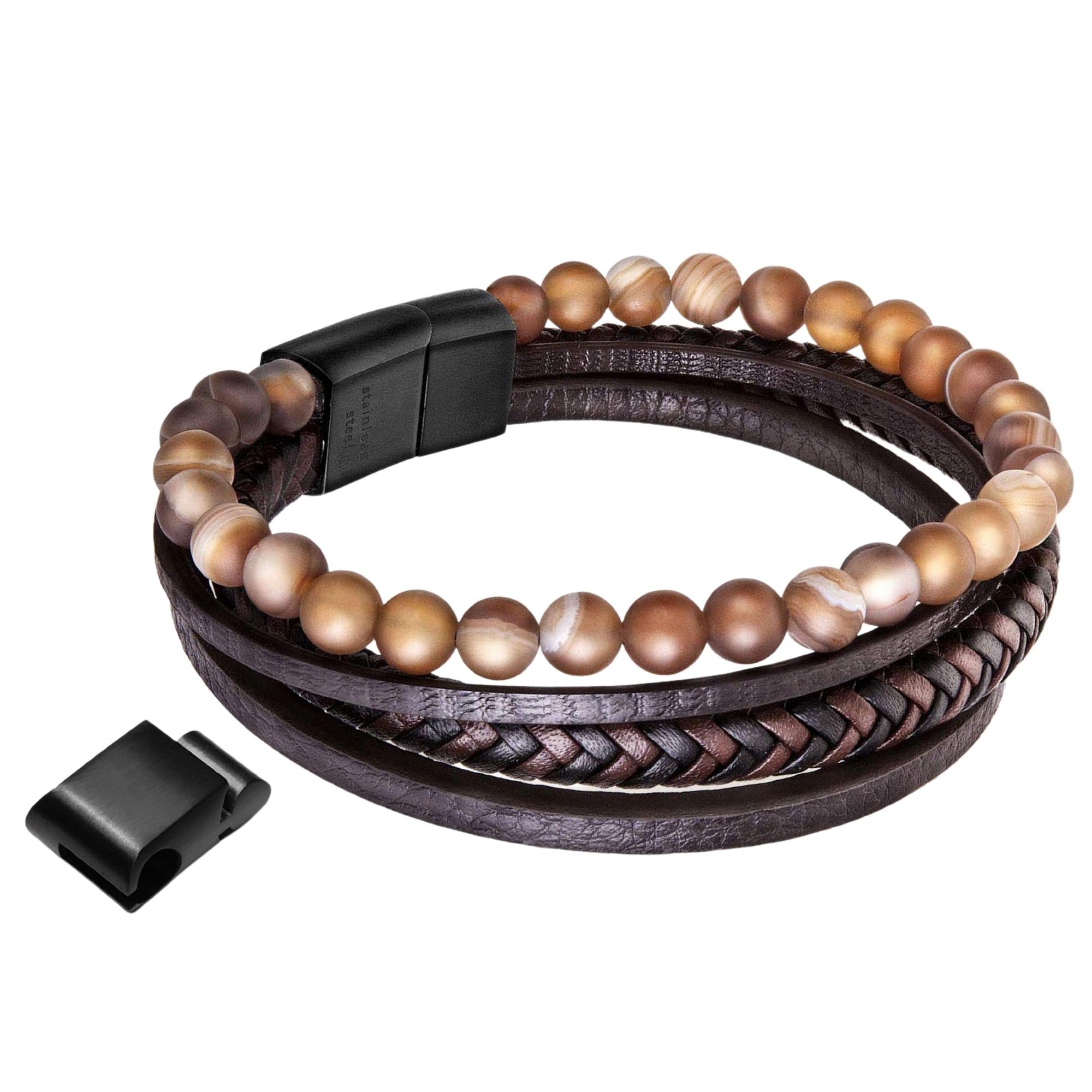 Men's Leather Bracelet with Magnetic Clasp