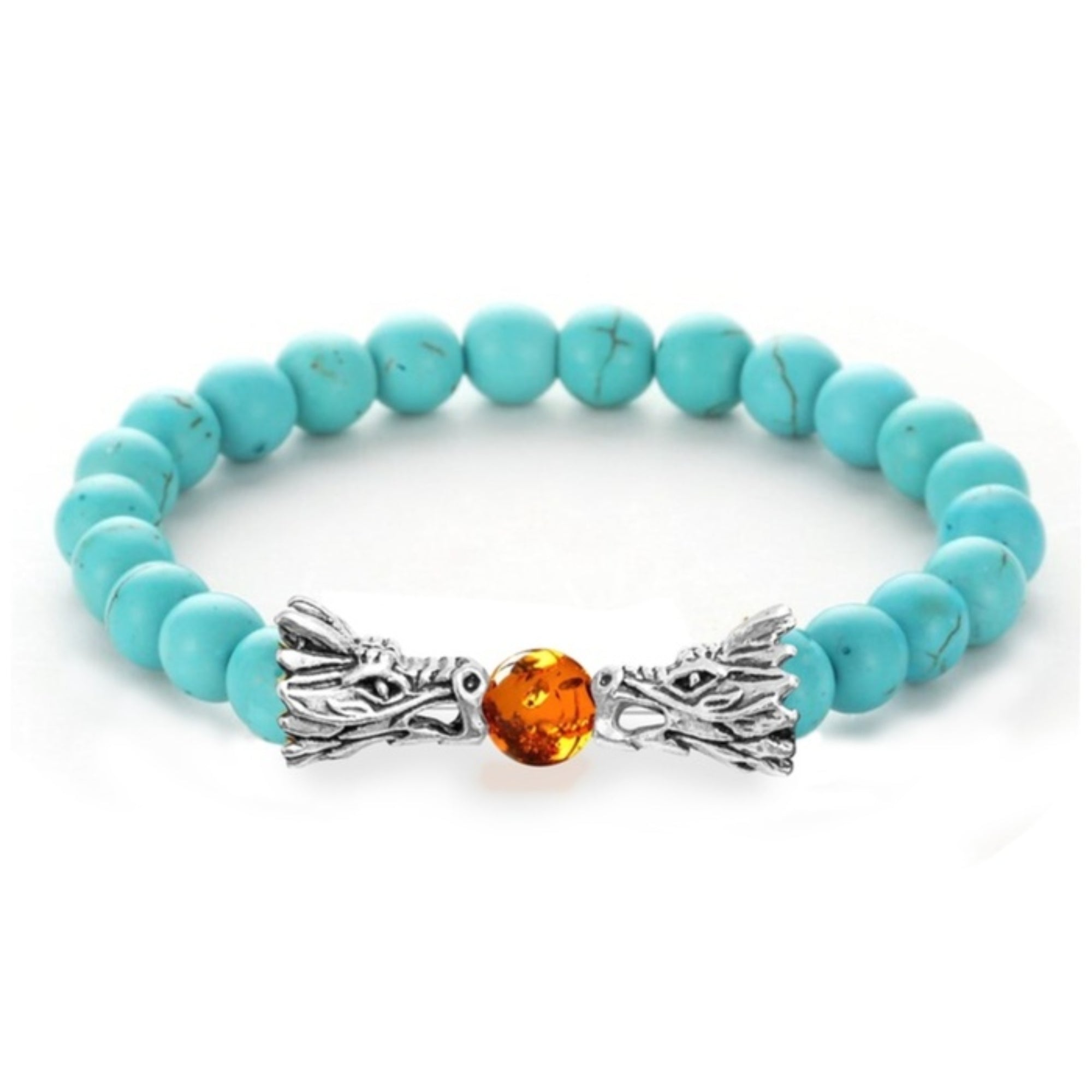 Natural Lava Howlite Stone Dragon Bead Bracelet