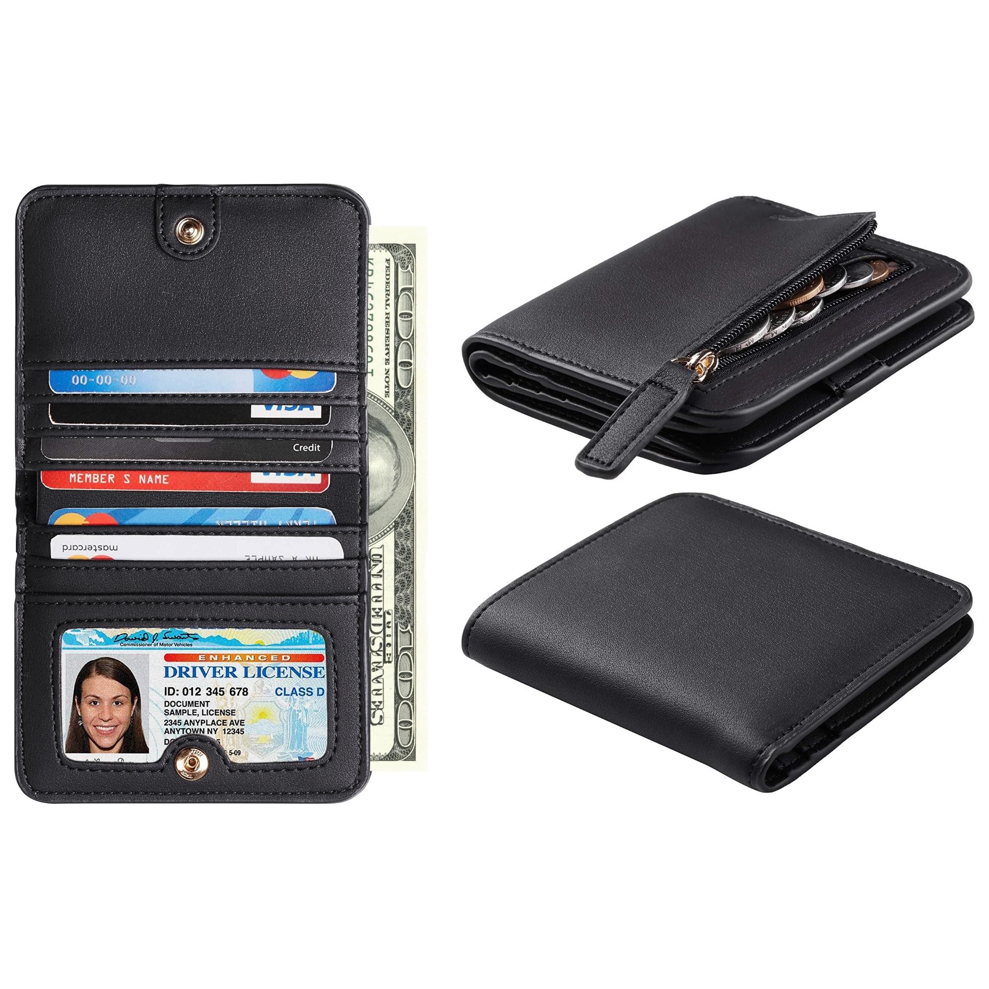 Women's Luxury Compact Faux Leather Bifold rfid Blocking Wallet
