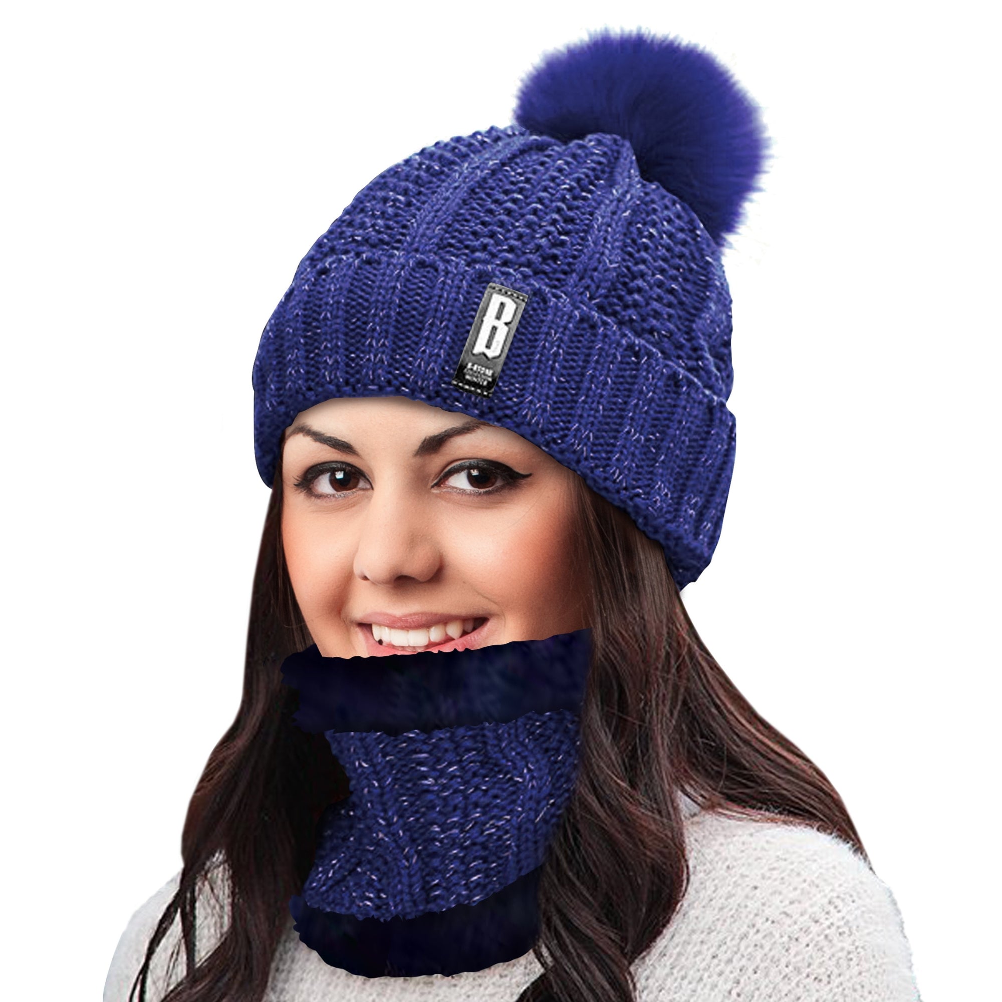 Winter Warm Knit Beanie Hat and Scarf Set for Women