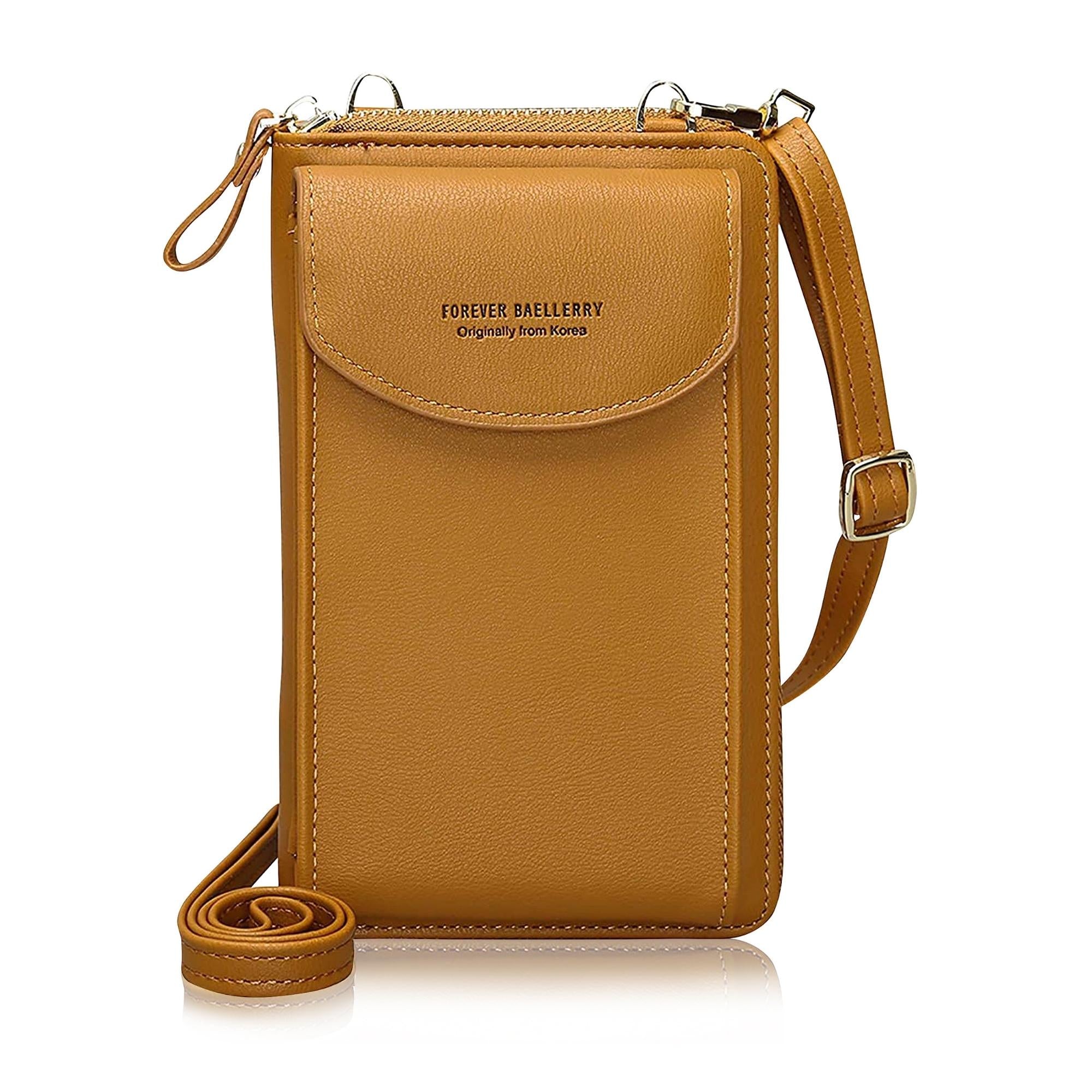 Faux Leather Portable Crossbody Shoulder Bag Cell Phone Purse