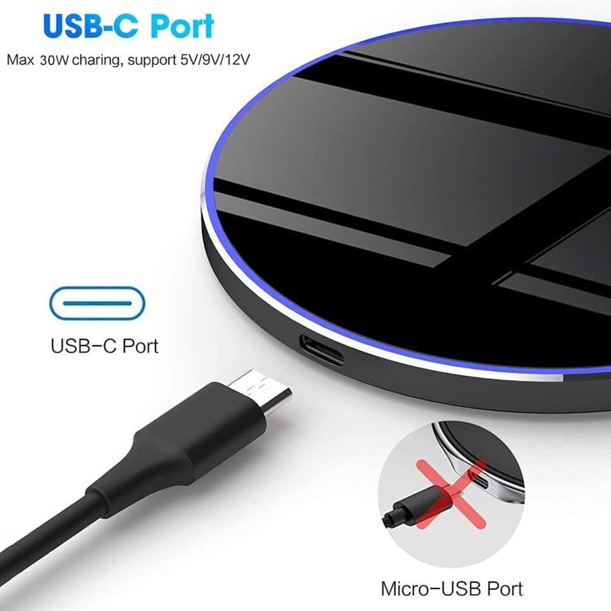 Wireless Fast Charger USB-C Port 30W