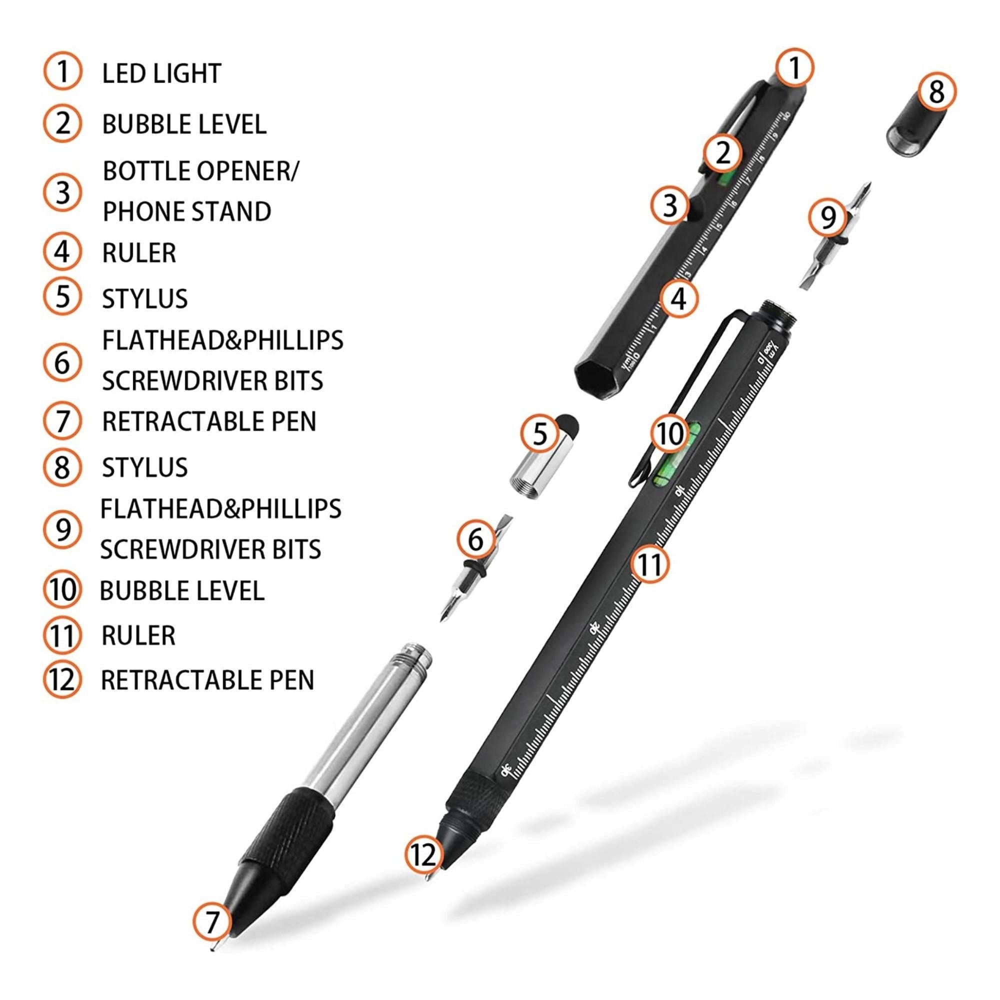 Multi-Tool 2-Piece Pen Set with LED Light