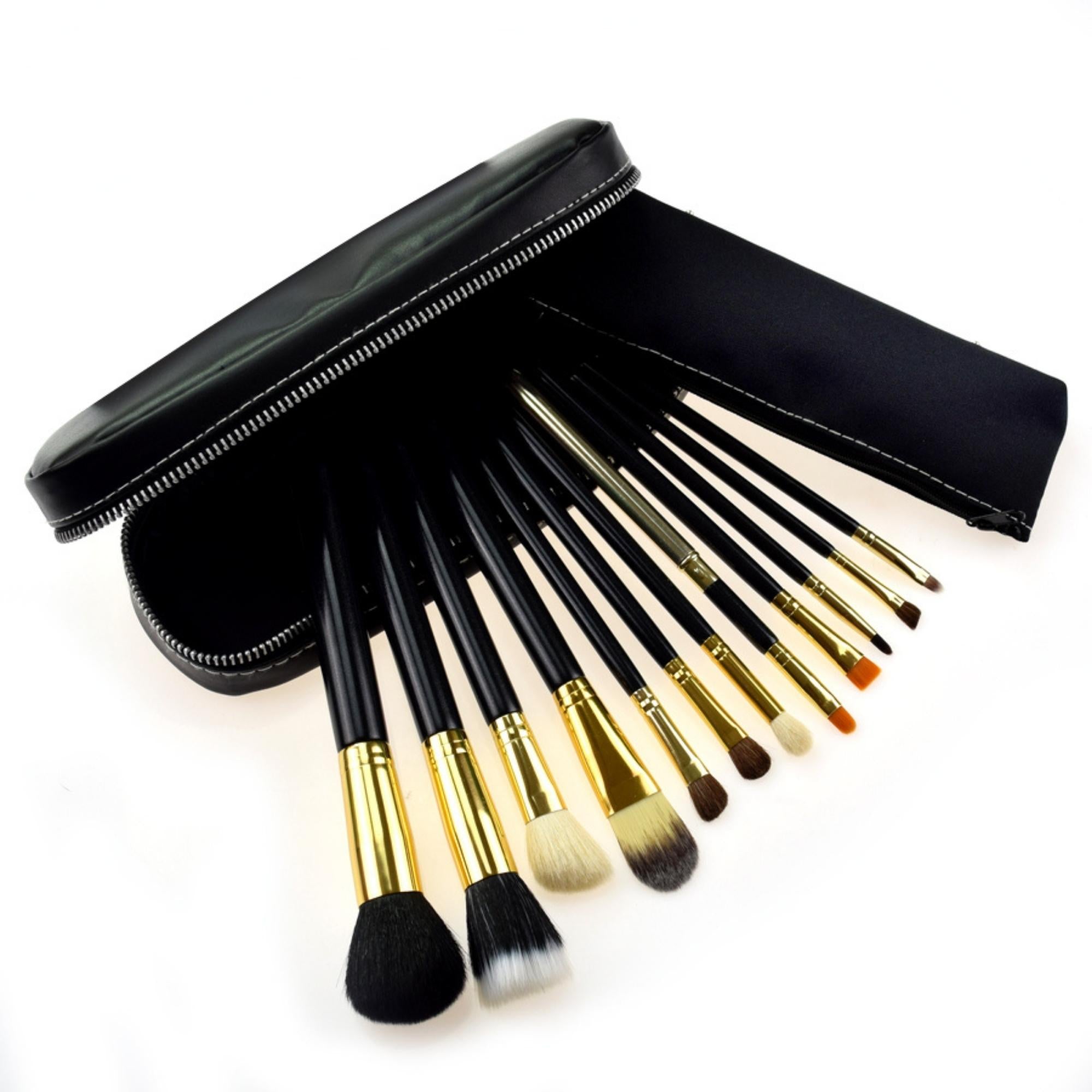 12-Piece Travel Makeup Brush Set with Case – Professional Quality, Portable, Essential Beauty Tools for On-the-Go