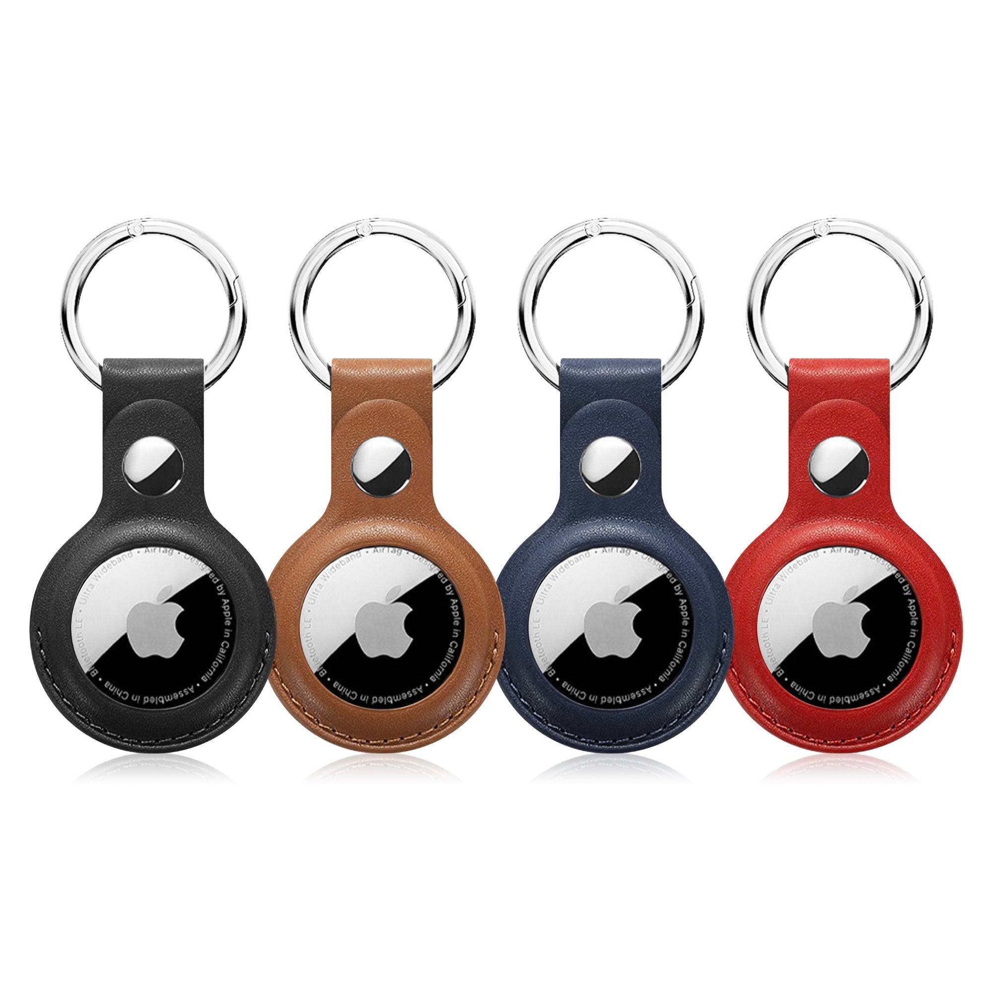 4 Pack Air Tag Holder Keychain for AirTags Holder PU Leather Protective Case Tracker with Loop Key Ring