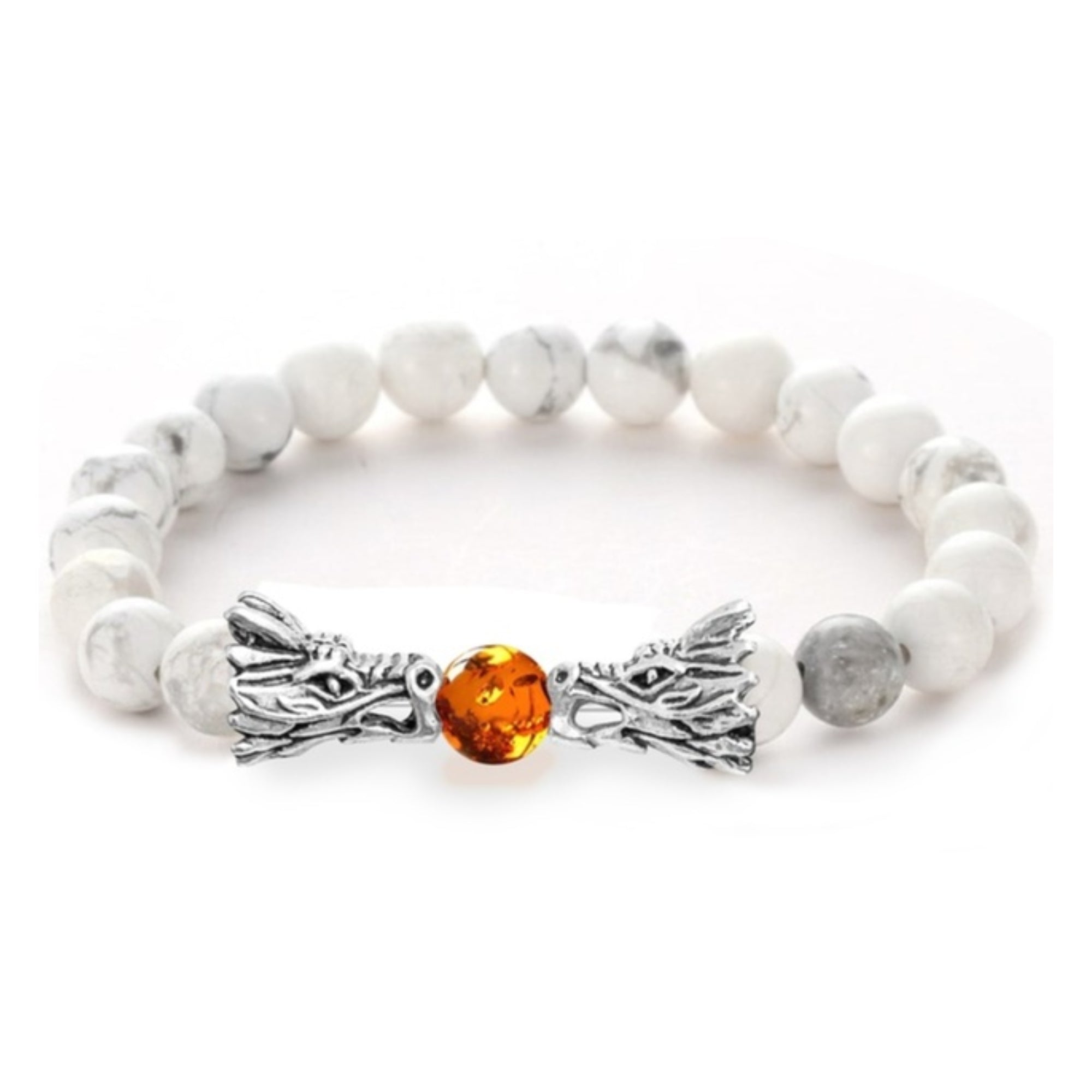Natural Lava Howlite Stone Dragon Bead Bracelet