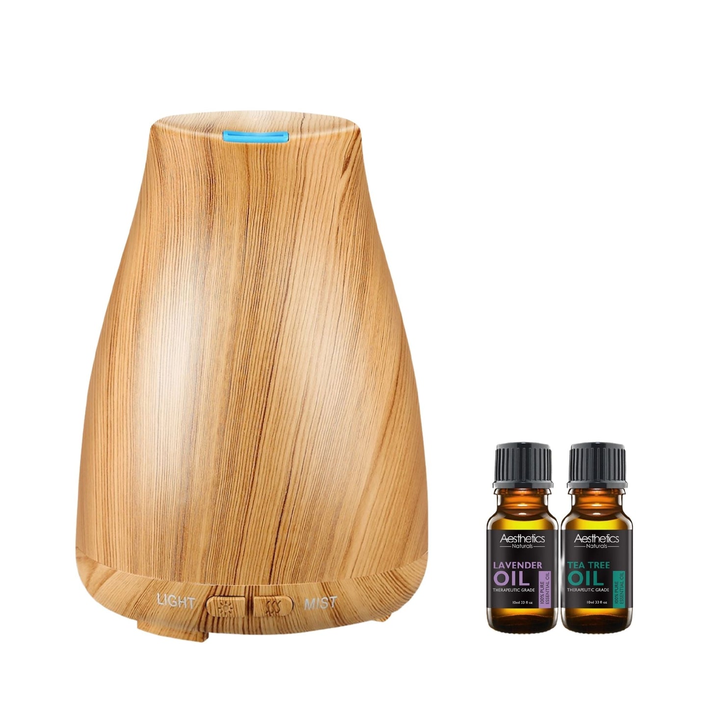 Aesthetics Ultrasonic Wood-Finish Aroma Diffuser with Optional Oils