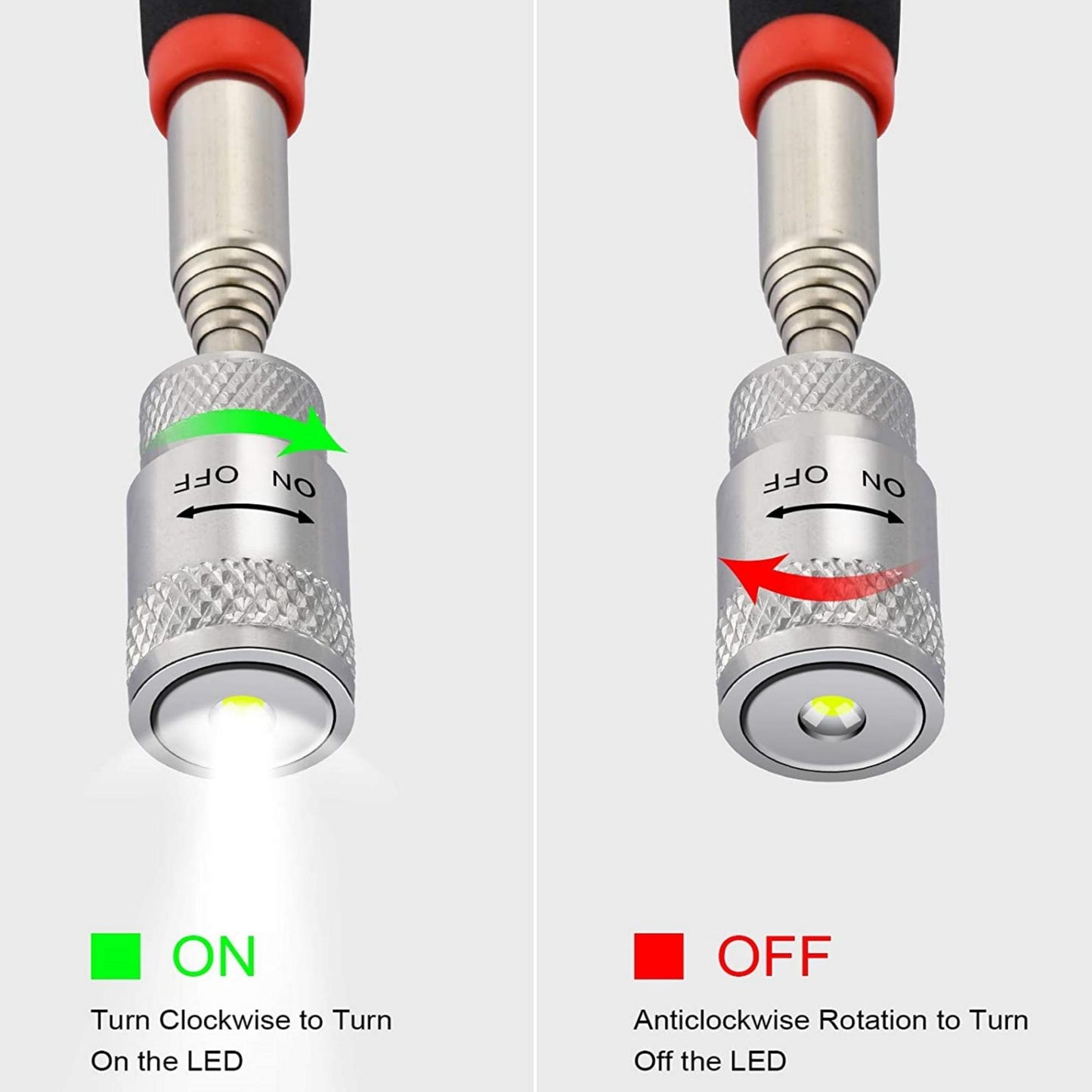 Magnetic Pick Up Tool with LED Light for Hard to Reach Places Gift for Dad (2-Pack)