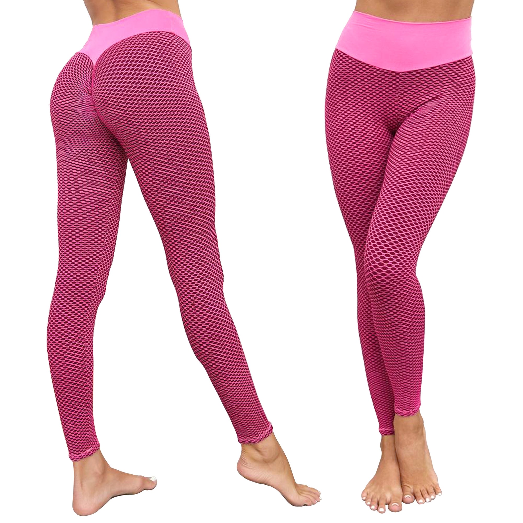 Women's High Waist Butt Lift Tummy Control Yoga Pants Textured Leggings