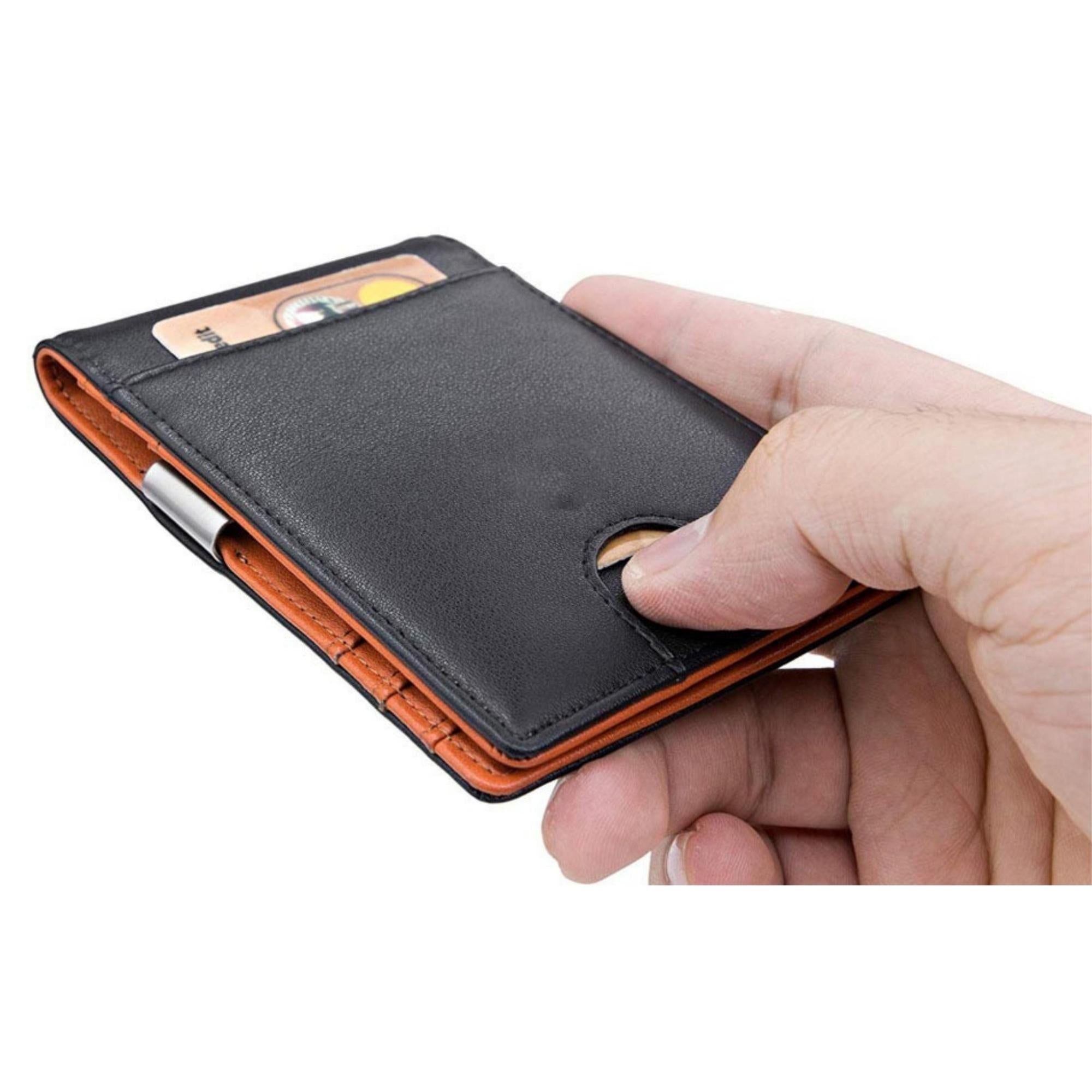 Men Slim Minimalist Wallet with 7 Slots RFID Blocking and Money Clip