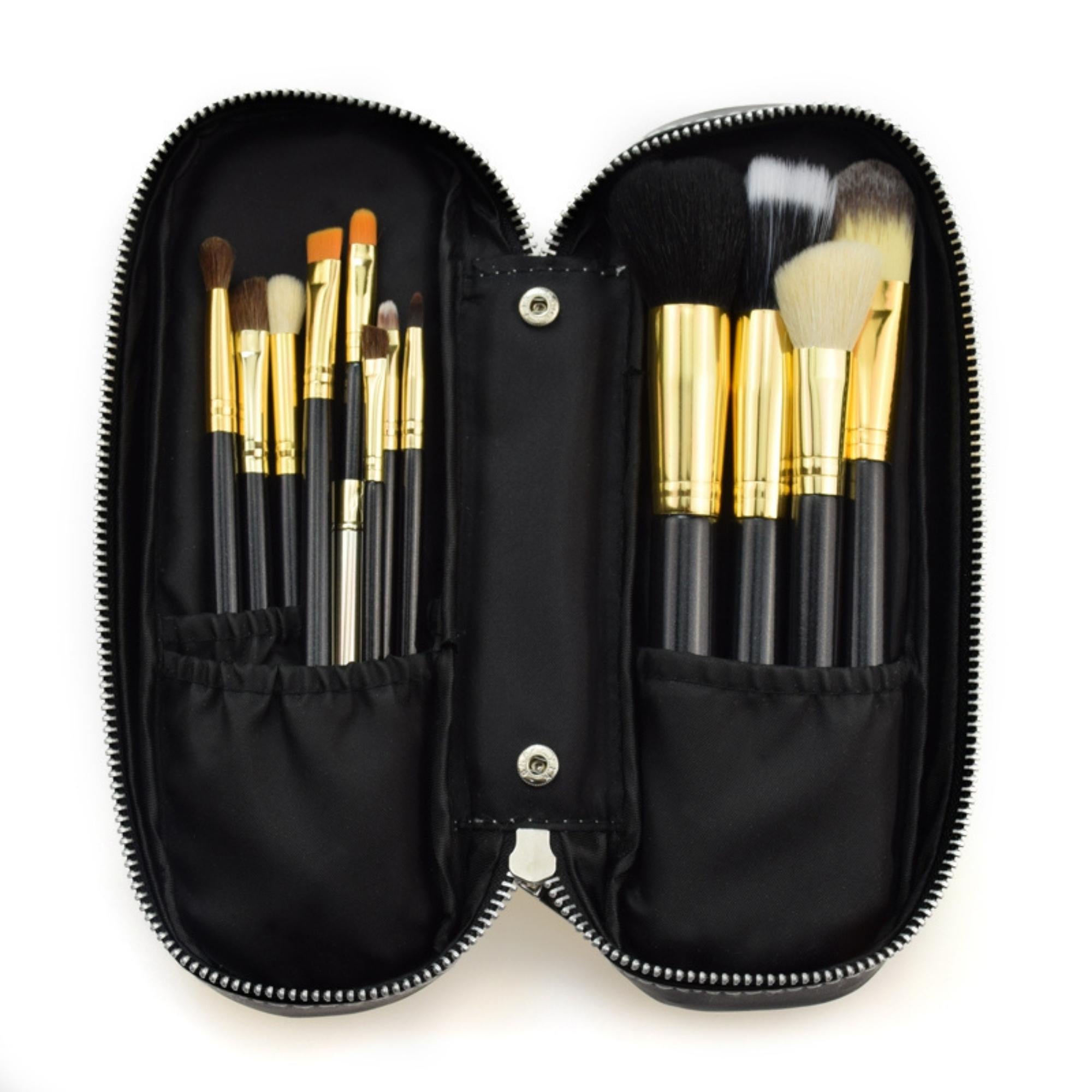 12-Piece Travel Makeup Brush Set with Case – Professional Quality, Portable, Essential Beauty Tools for On-the-Go