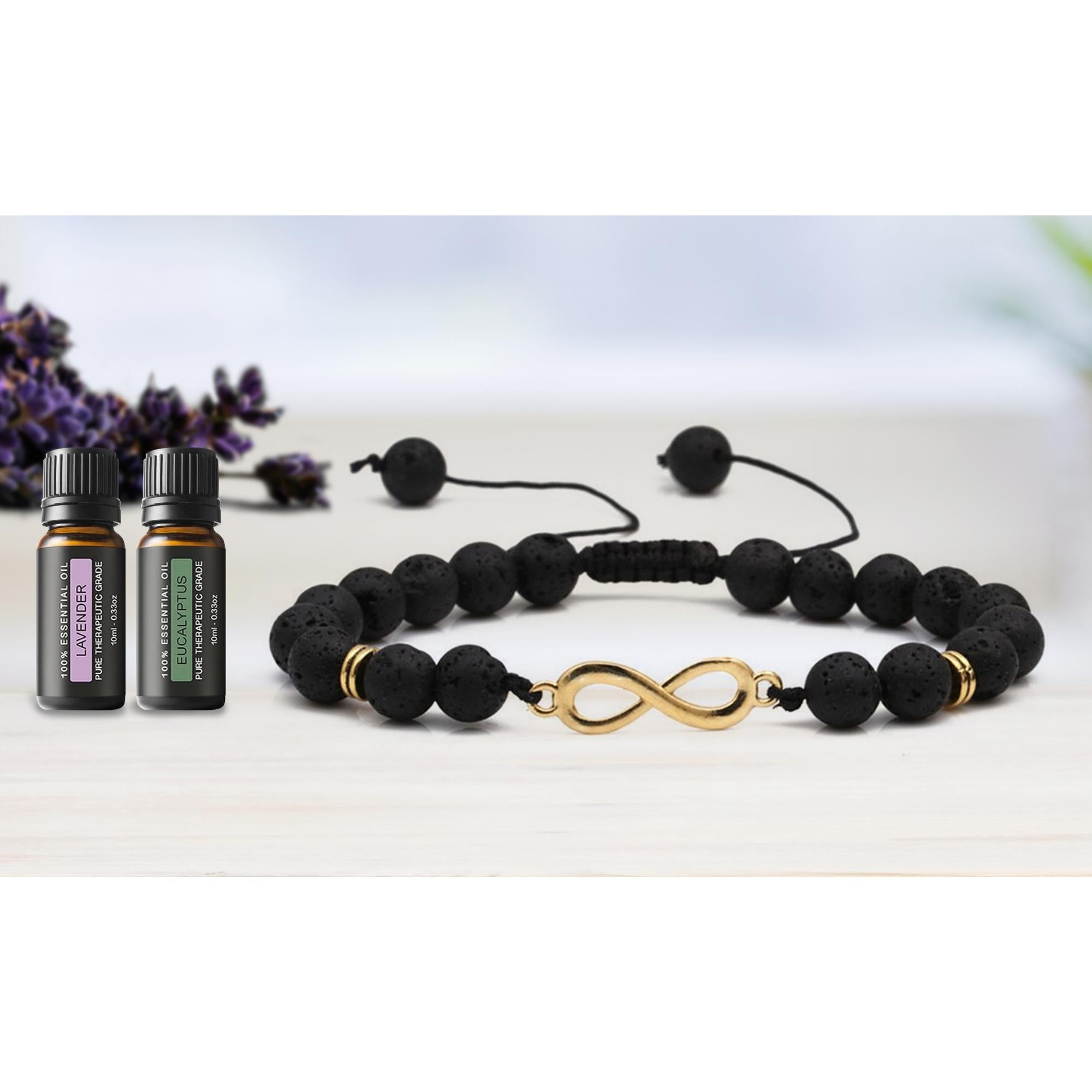 Aromatherapy Infinity Lava Diffuser Bracelet with Optional Essential Oils