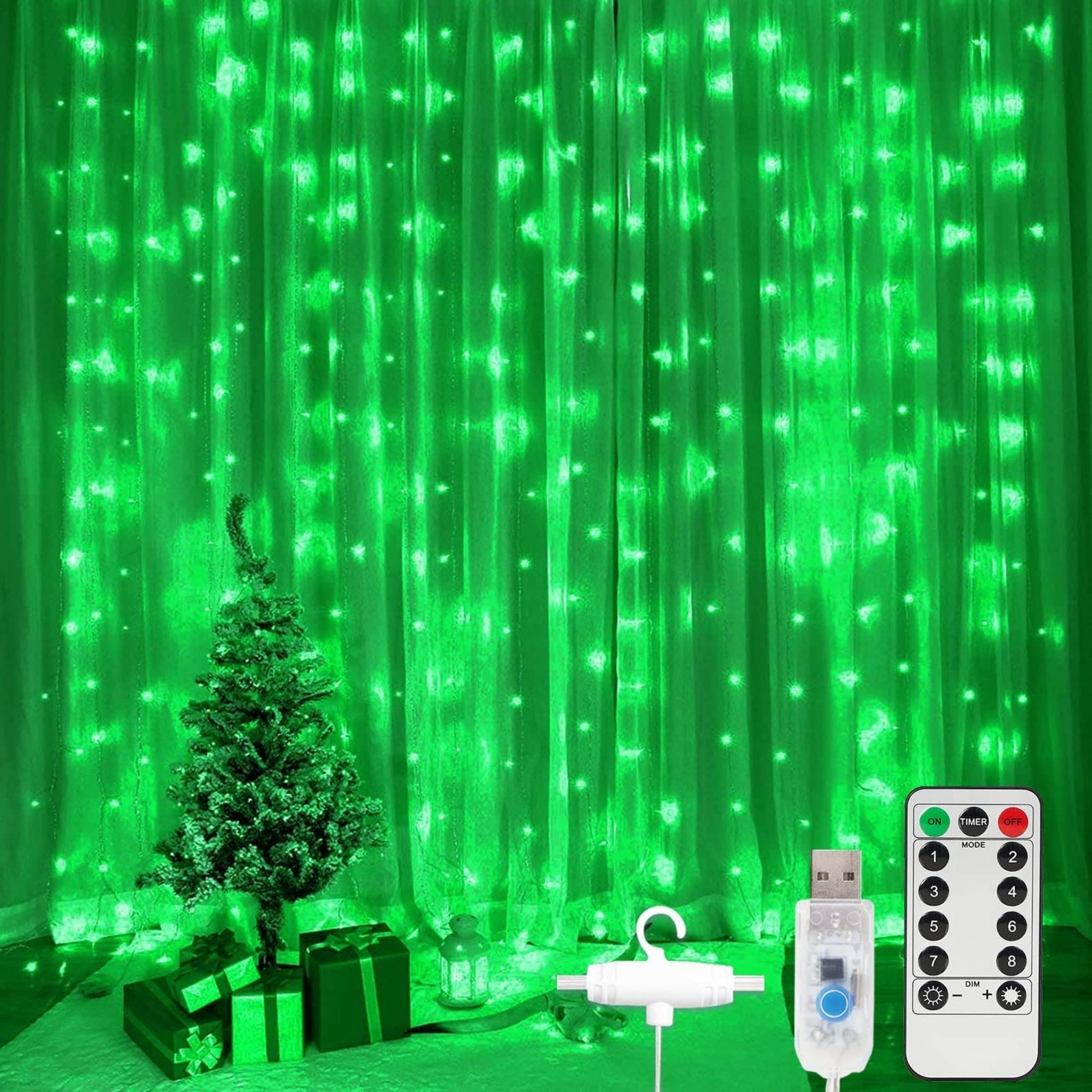 300 Led Window Curtain String Lights with Remote Control - 8 Modes