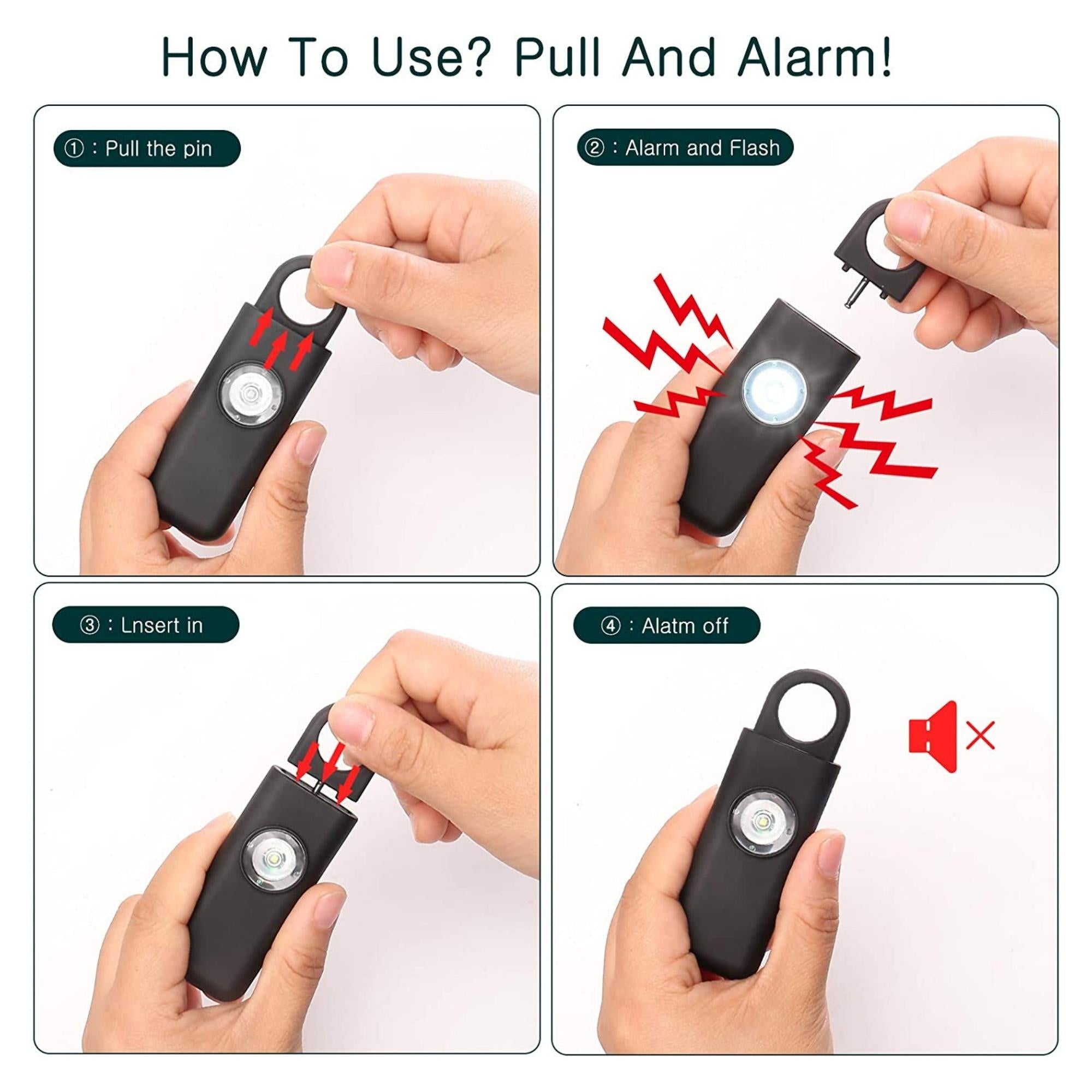Personal Safety Alarm with Strobe Light and Key Chain