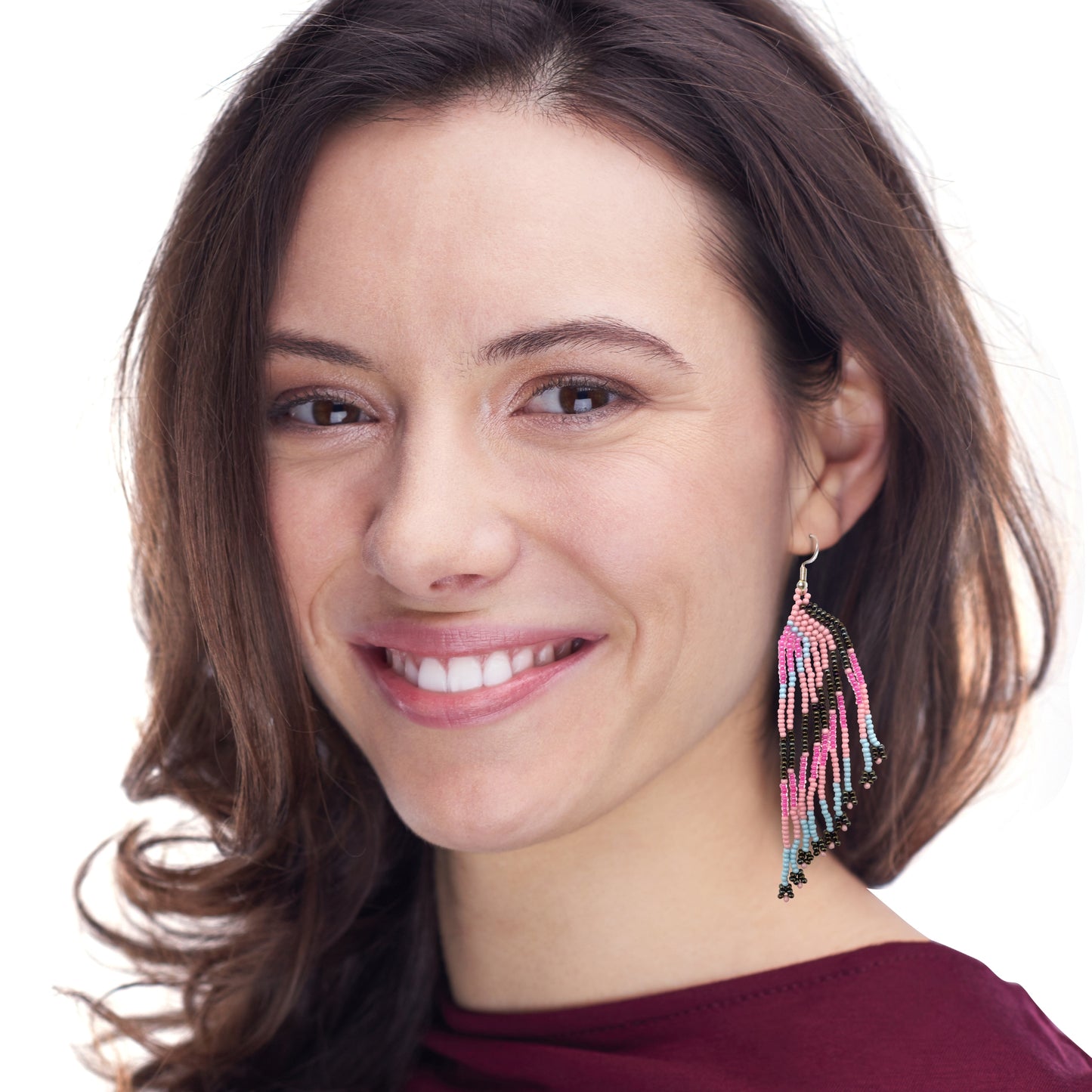 Native Handmade Bohemian Beaded Large Statement Chandelier Drop Earrings