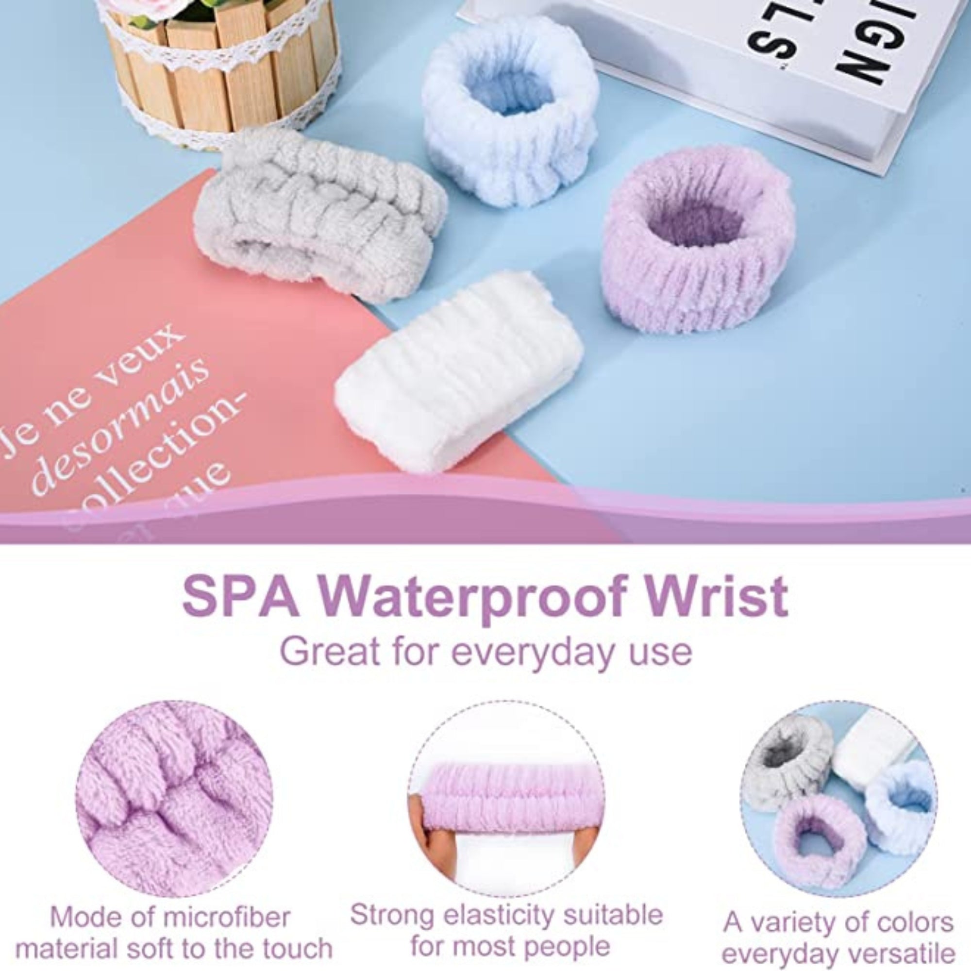 3-Pairs Wrist Wash Towel Band Wristband Scrunchies for Washing Face