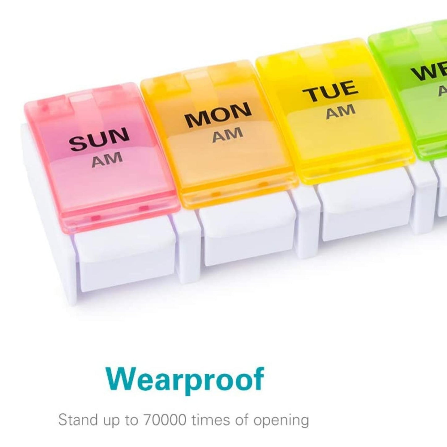 AM PM Weekly 7 Day Colorful Pill Organizer