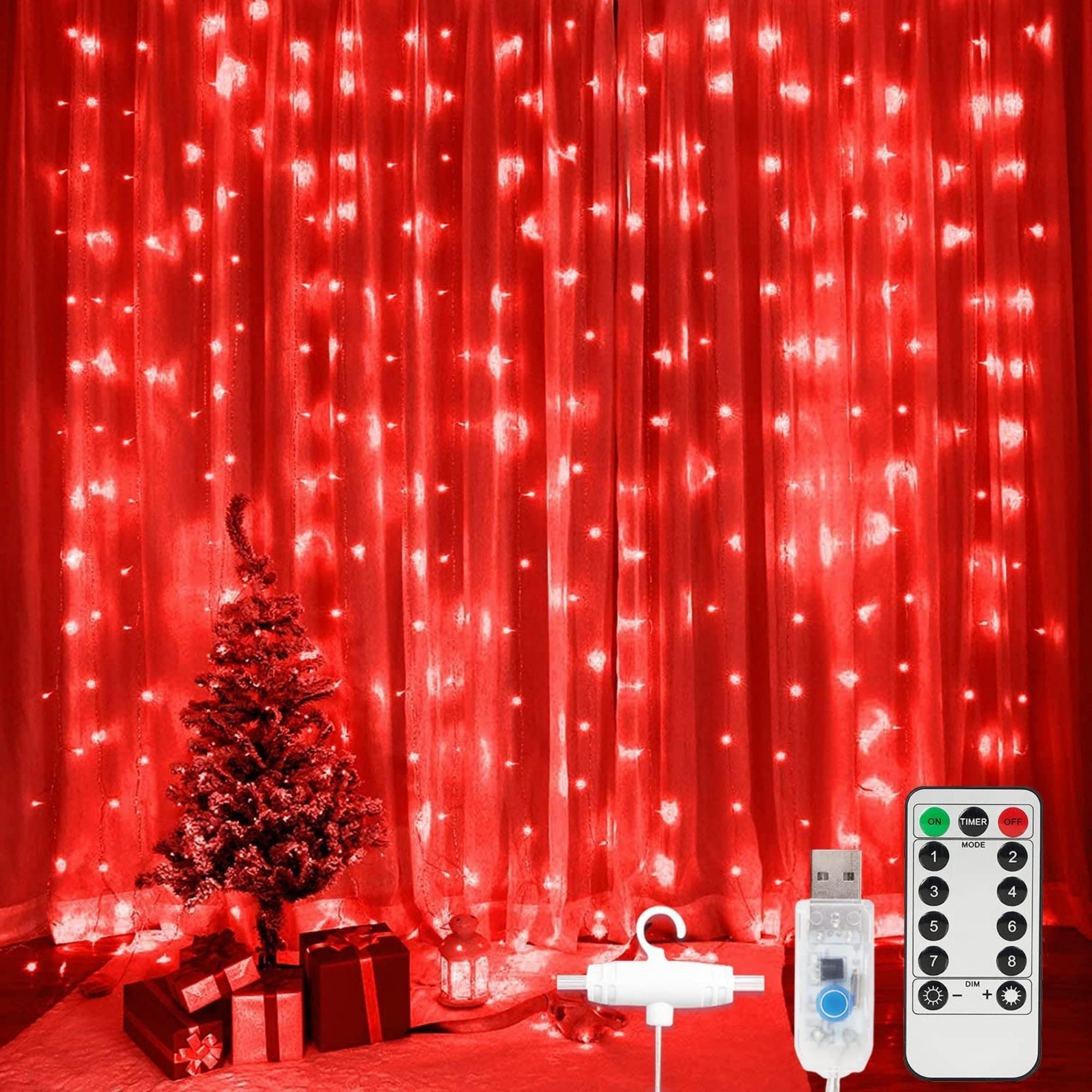 300 Led Window Curtain String Lights with Remote Control - 8 Modes
