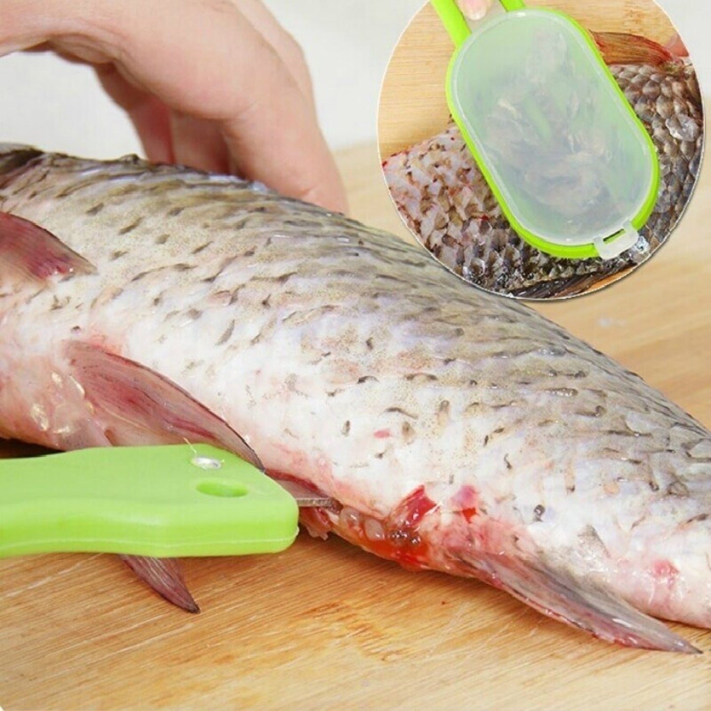 Fish Cleaning Scraping Scales With Knife