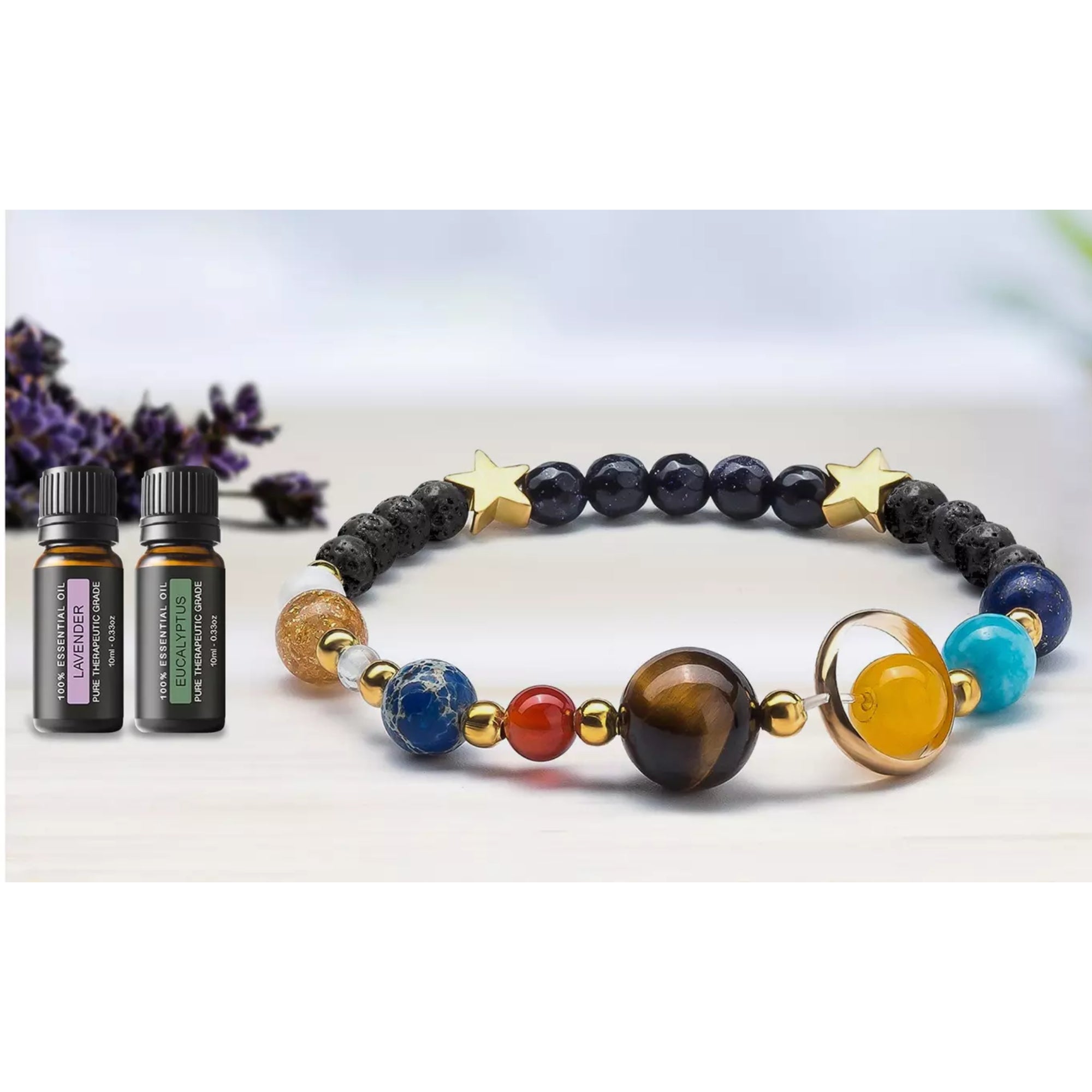 Aromatherapy Galaxy Lava Stone Diffuser Bracelet with Optional Essential Oils