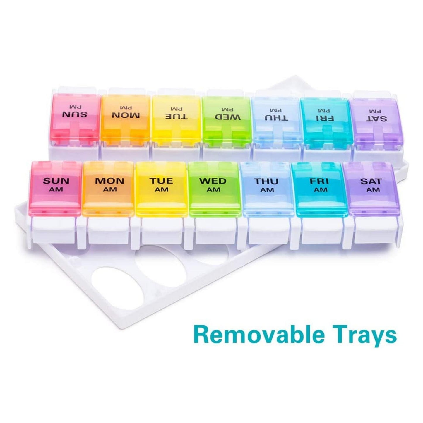 AM PM Weekly 7 Day Colorful Pill Organizer