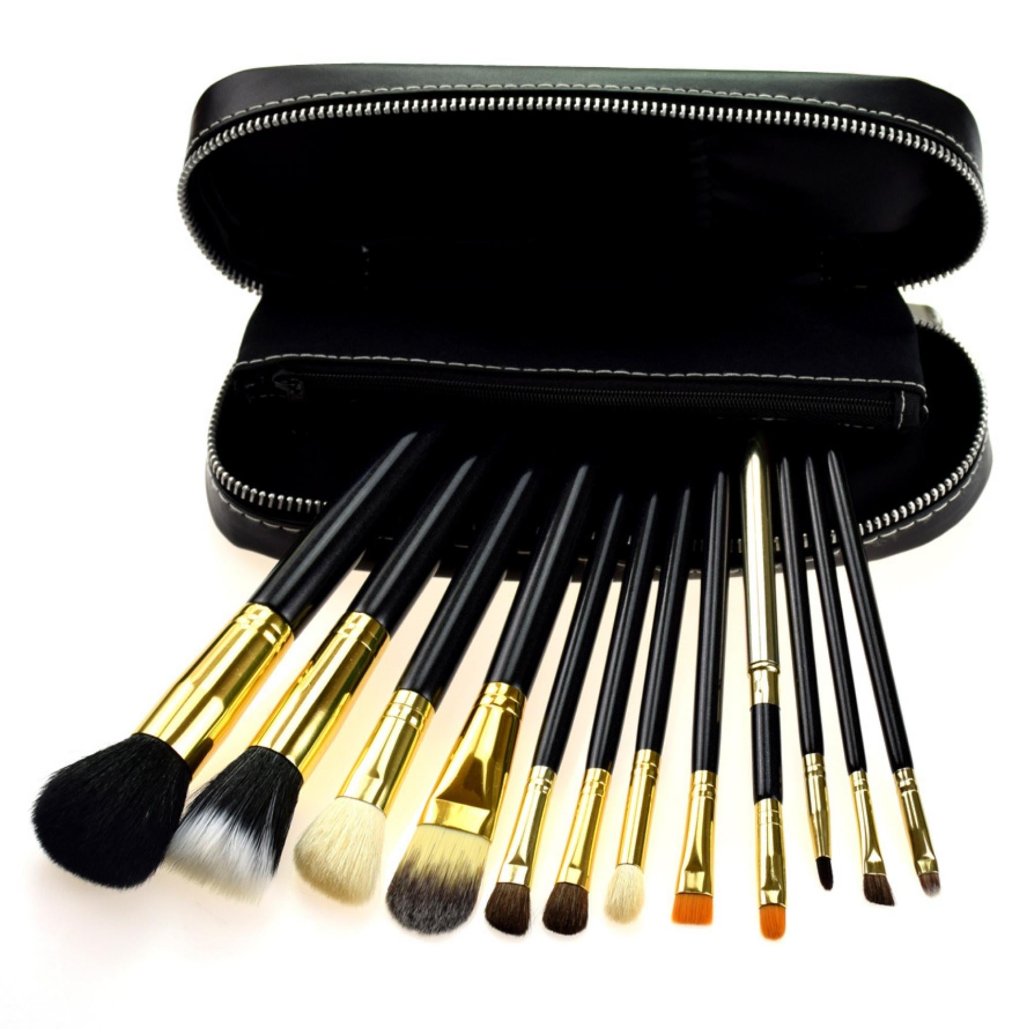 12-Piece Travel Makeup Brush Set with Case – Professional Quality, Portable, Essential Beauty Tools for On-the-Go