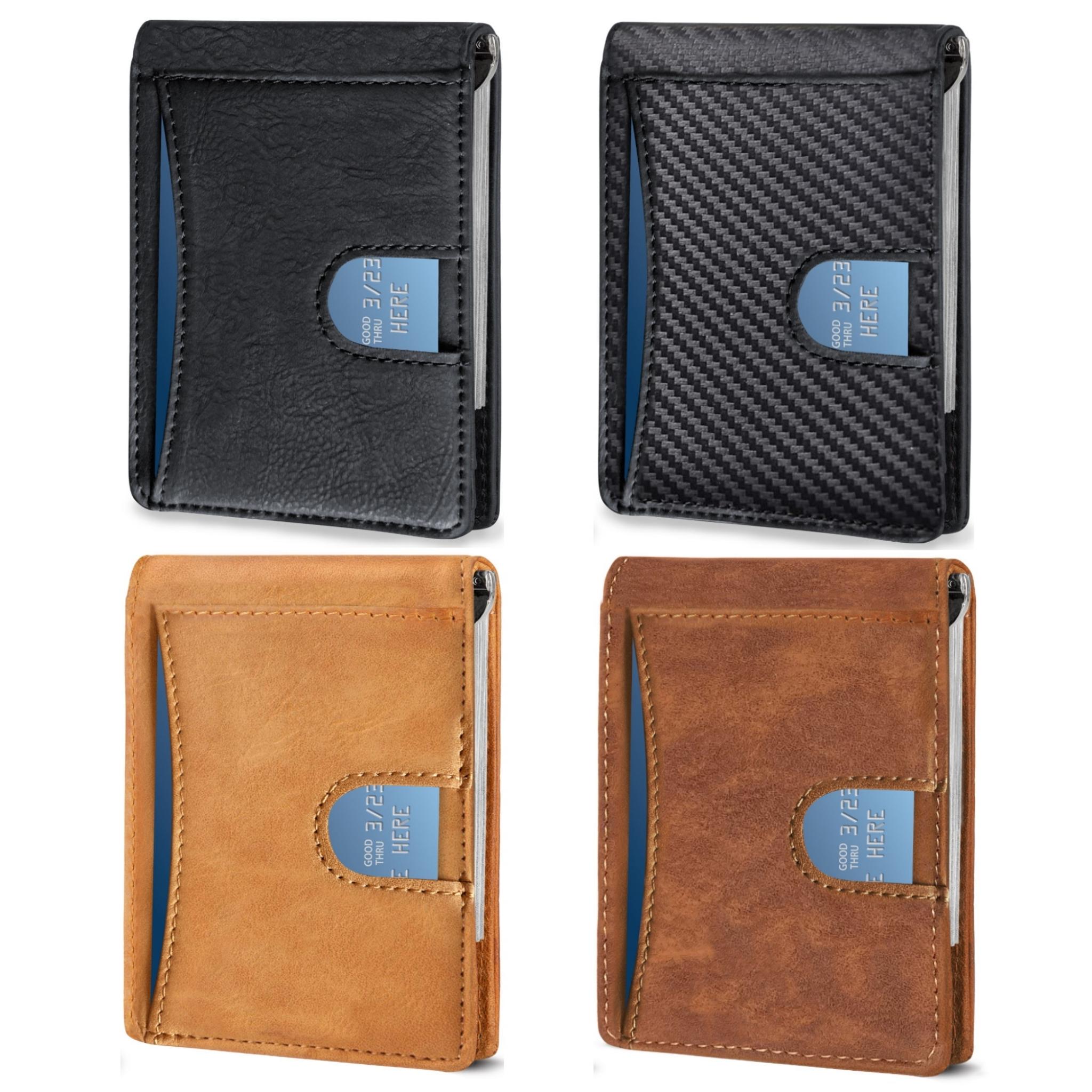 Ciana RFID Blocking Slim Bifold Leather Minimalist Front Pocket Wallets For Men with Money Clip