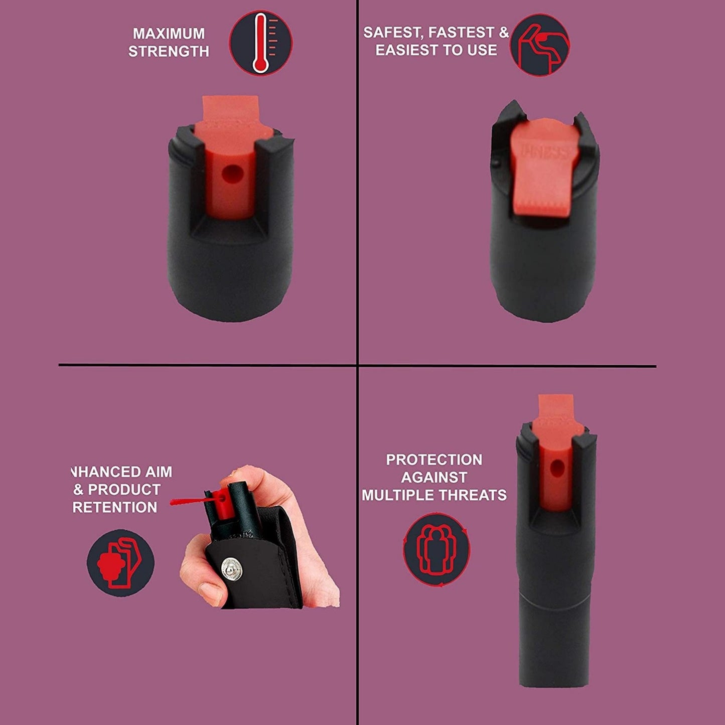 Best Self Defense Pepper Spray Tool w/ Leather Pouch Keychain for Women