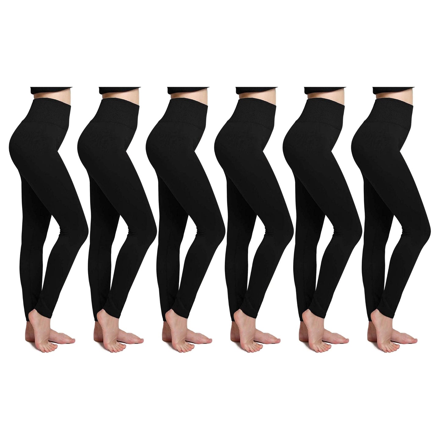 6-Pack Women's Cozy Fleece-Lined Seamless Leggings
