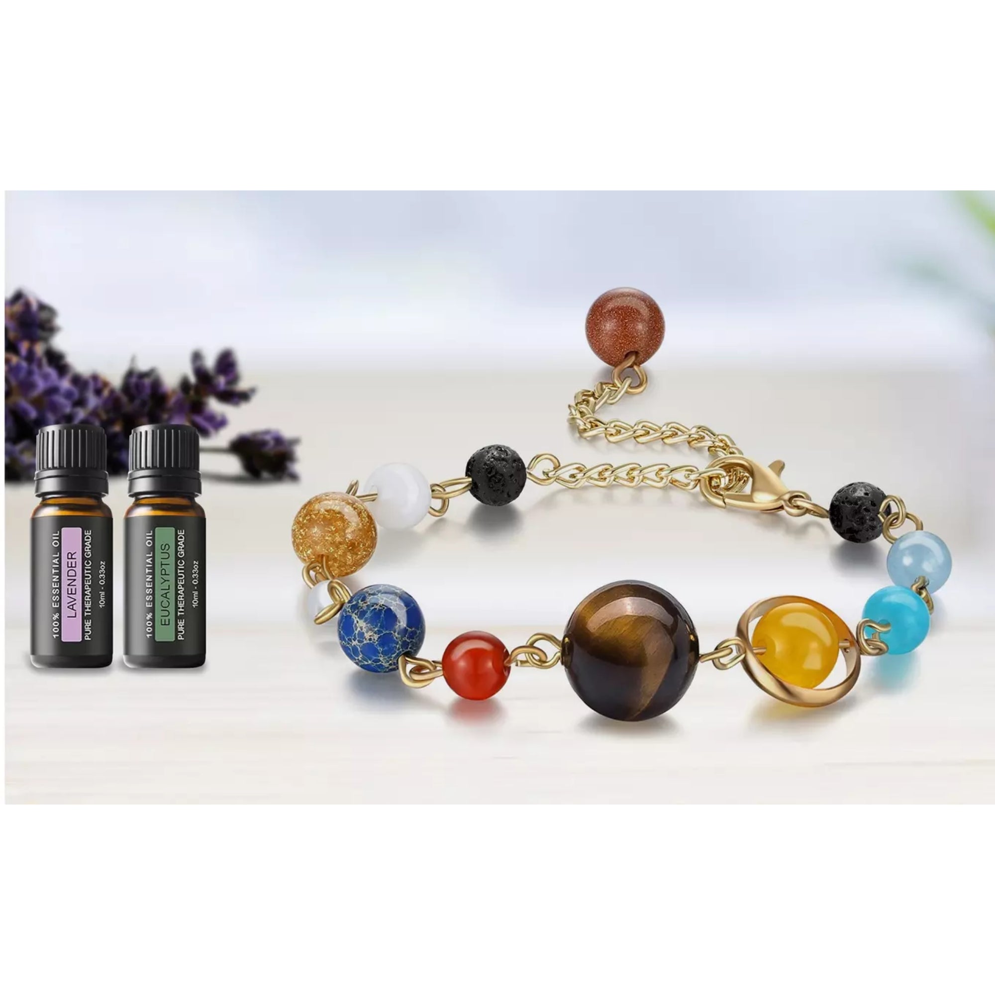 Aromatherapy Galaxy Lava Stone Diffuser Bracelet with Optional Essential Oils