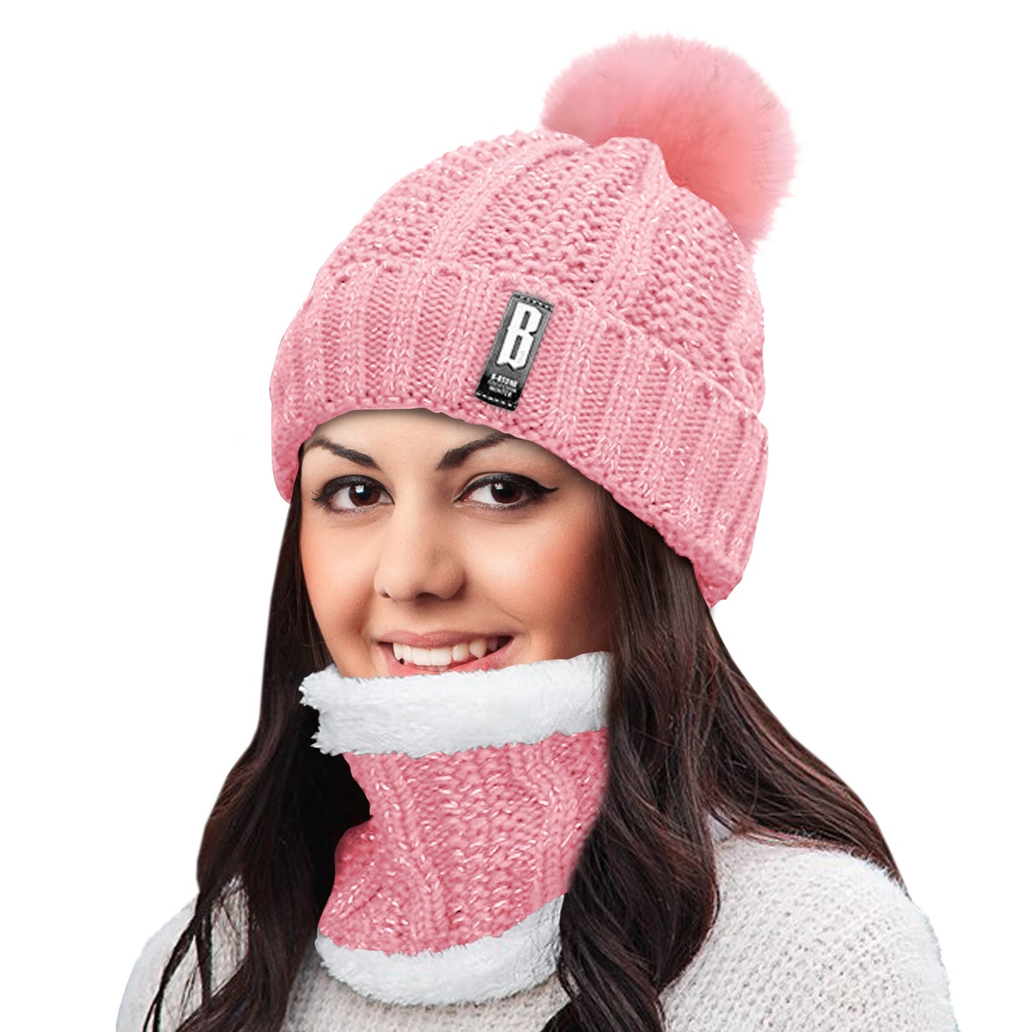 Winter Warm Knit Beanie Hat and Scarf Set for Women