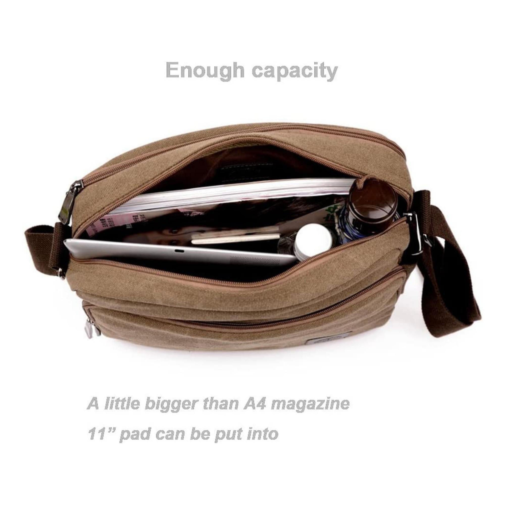 Men's Multifunctional Canvas Messenger Handbag Outdoor Sports Over Shoulder Crossbody Side Bag