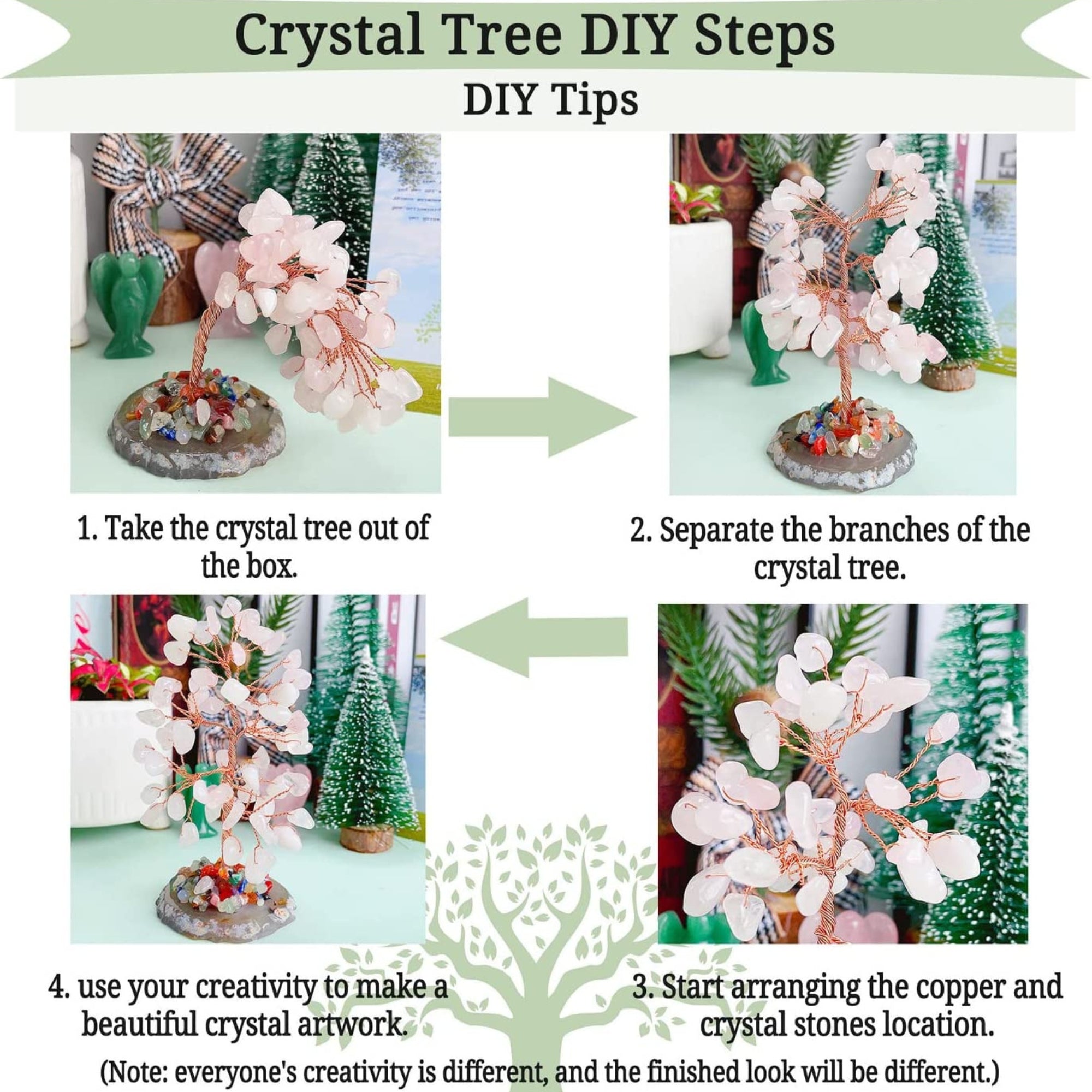 Rose Quartz Stone Feng Shui Tree