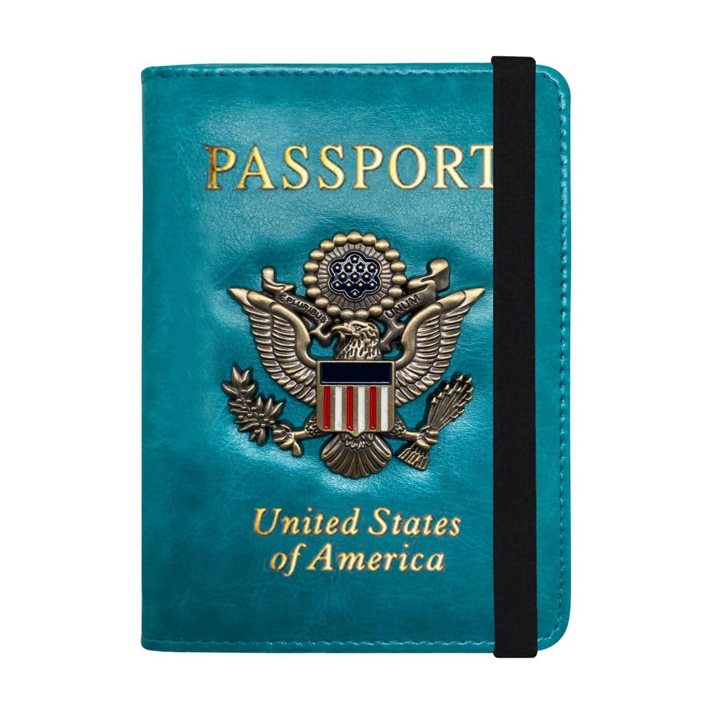 Leather Passport Wallet With Vaccination Card Slot & Elastic Strap