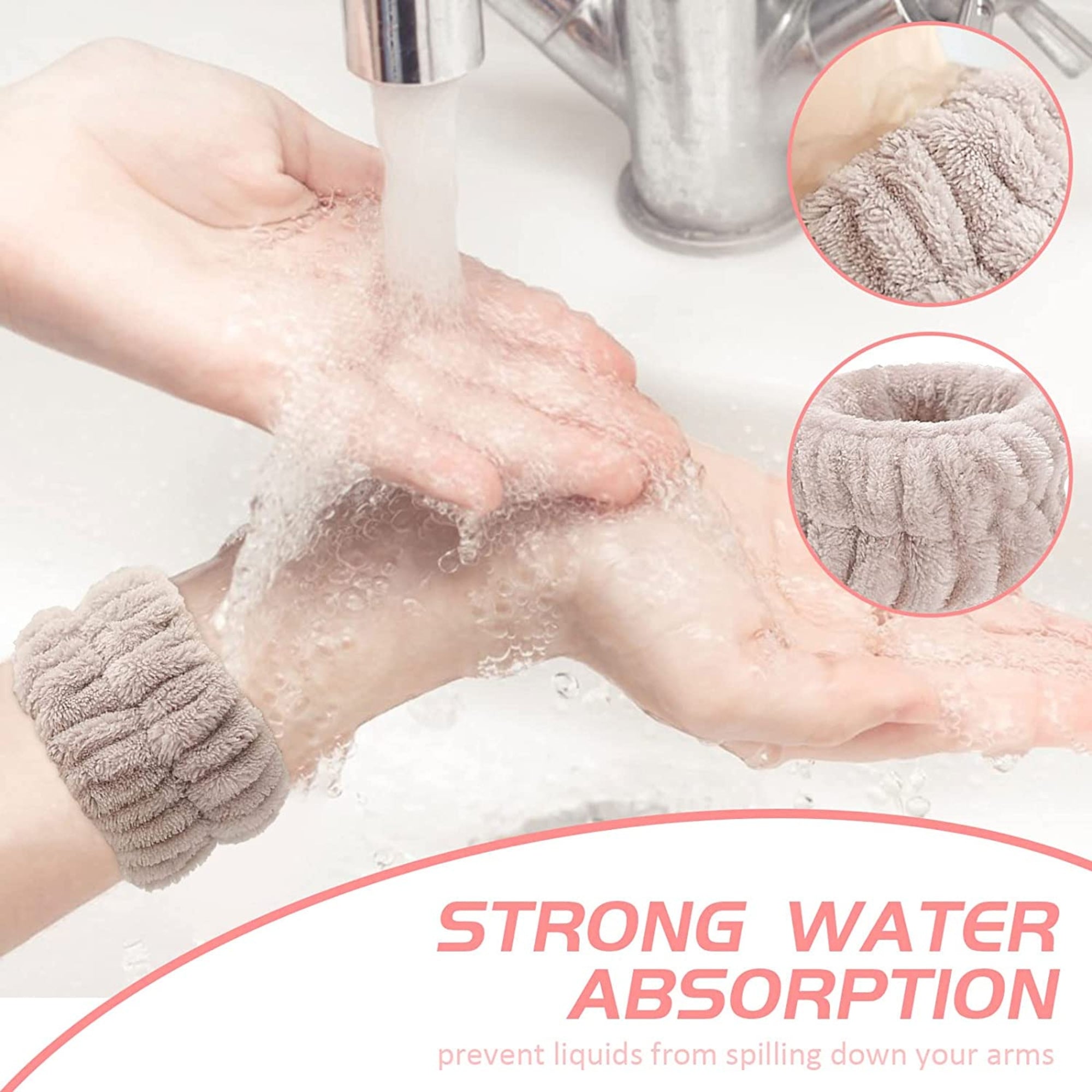 3-Pairs Wrist Wash Towel Band Wristband Scrunchies for Washing Face