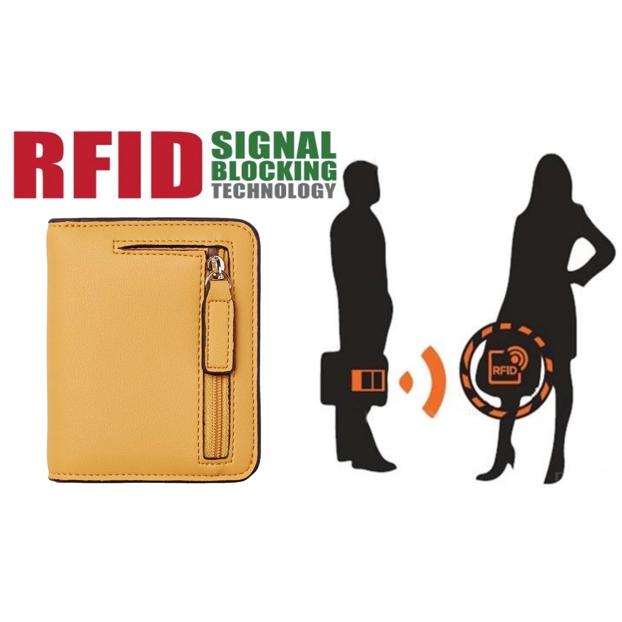 Women's Luxury Compact Faux Leather Bifold rfid Blocking Wallet