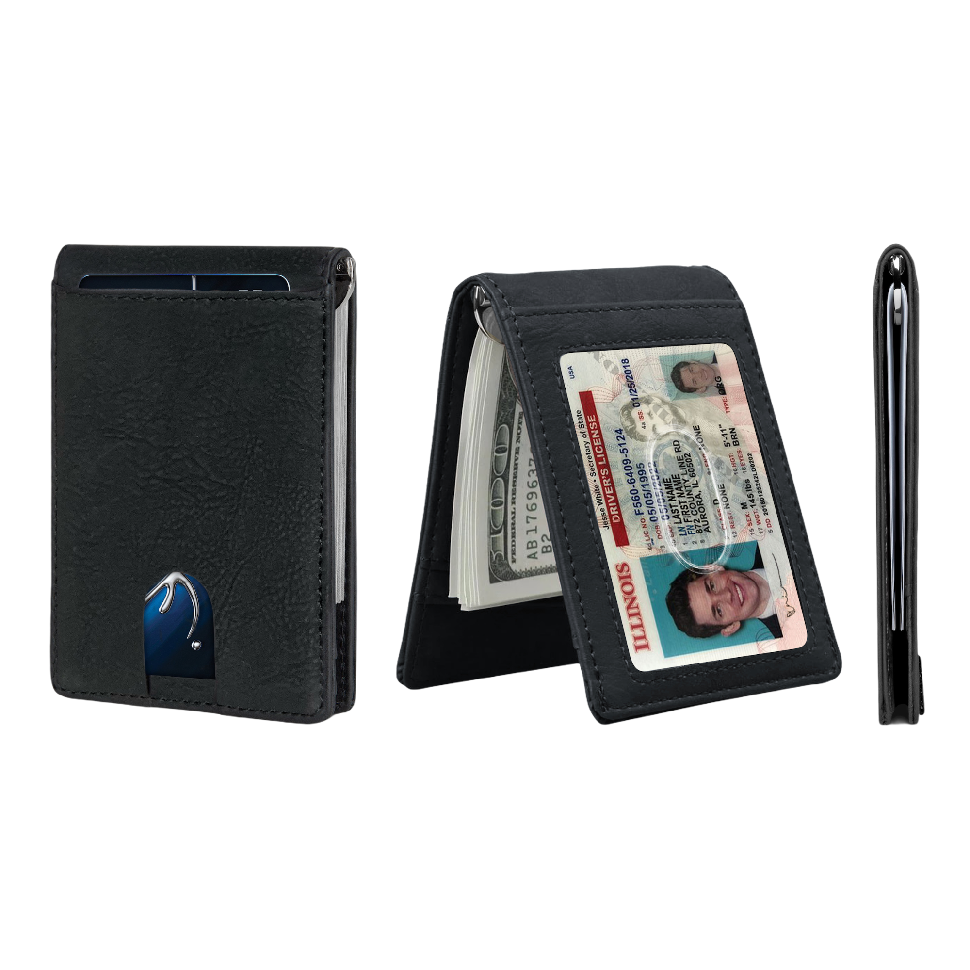 Ciana RFID Blocking Slim Bifold Leather Minimalist Front Pocket Wallets For Men with Money Clip