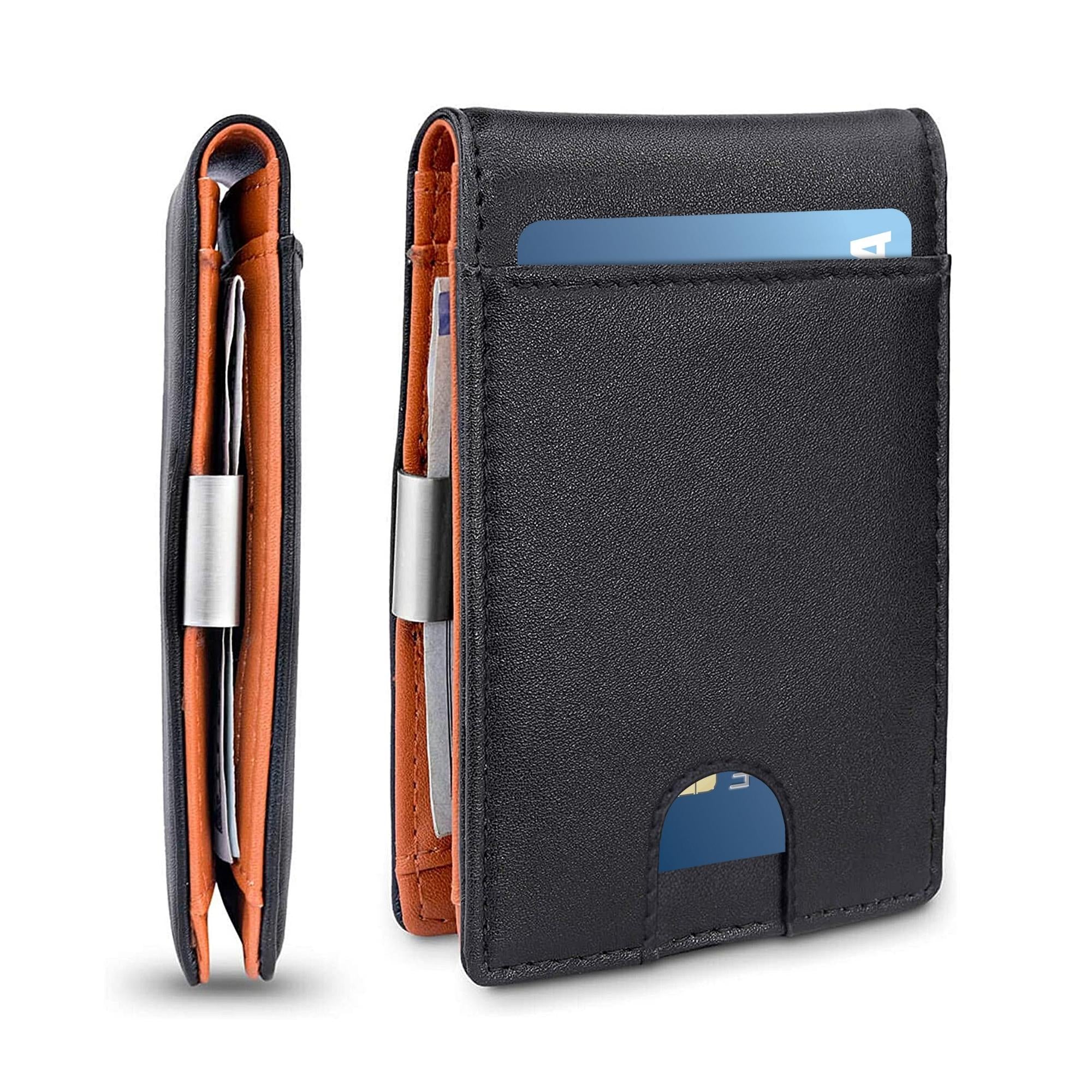 Men Slim Minimalist Wallet with 7 Slots RFID Blocking and Money Clip
