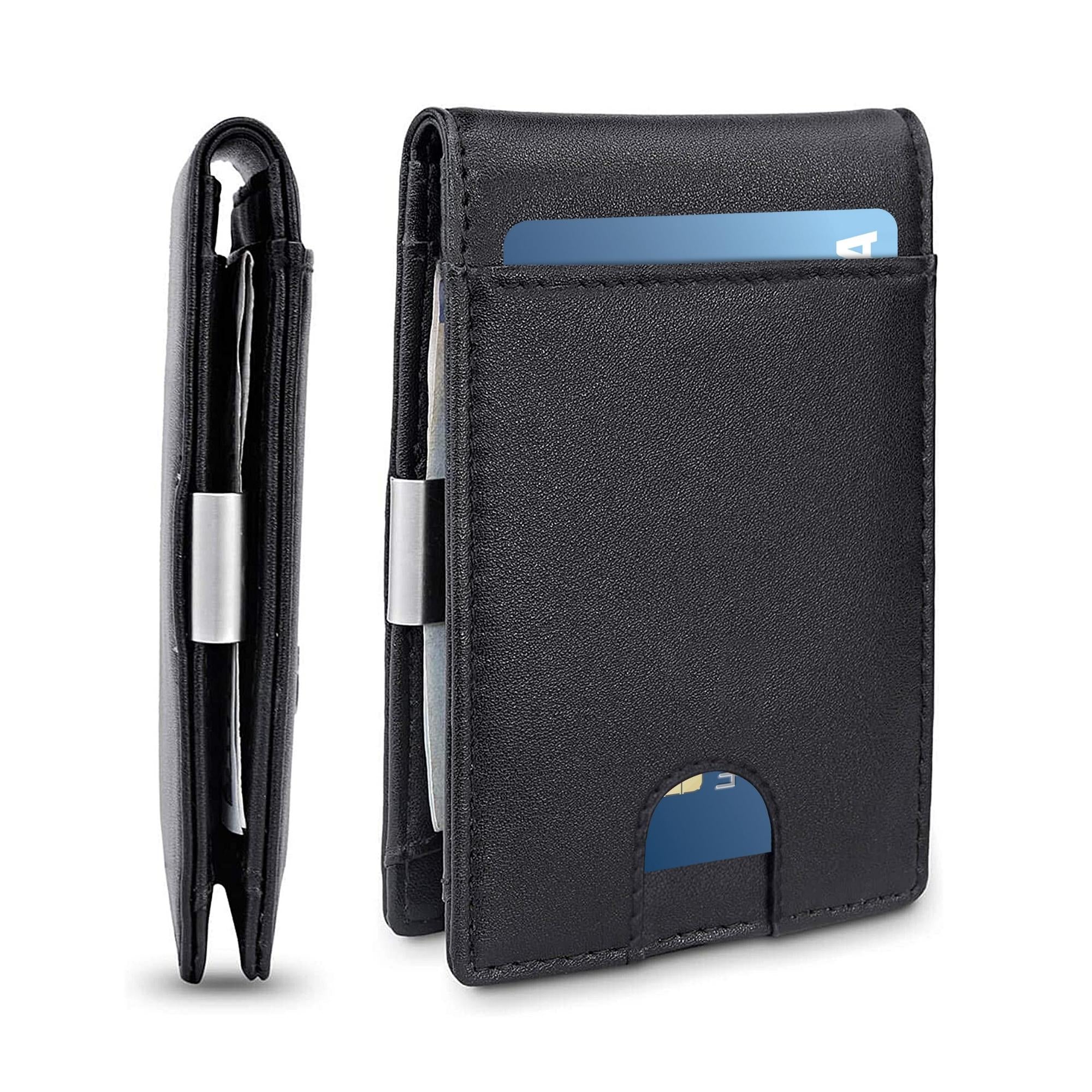Men Slim Minimalist Wallet with 7 Slots RFID Blocking and Money Clip