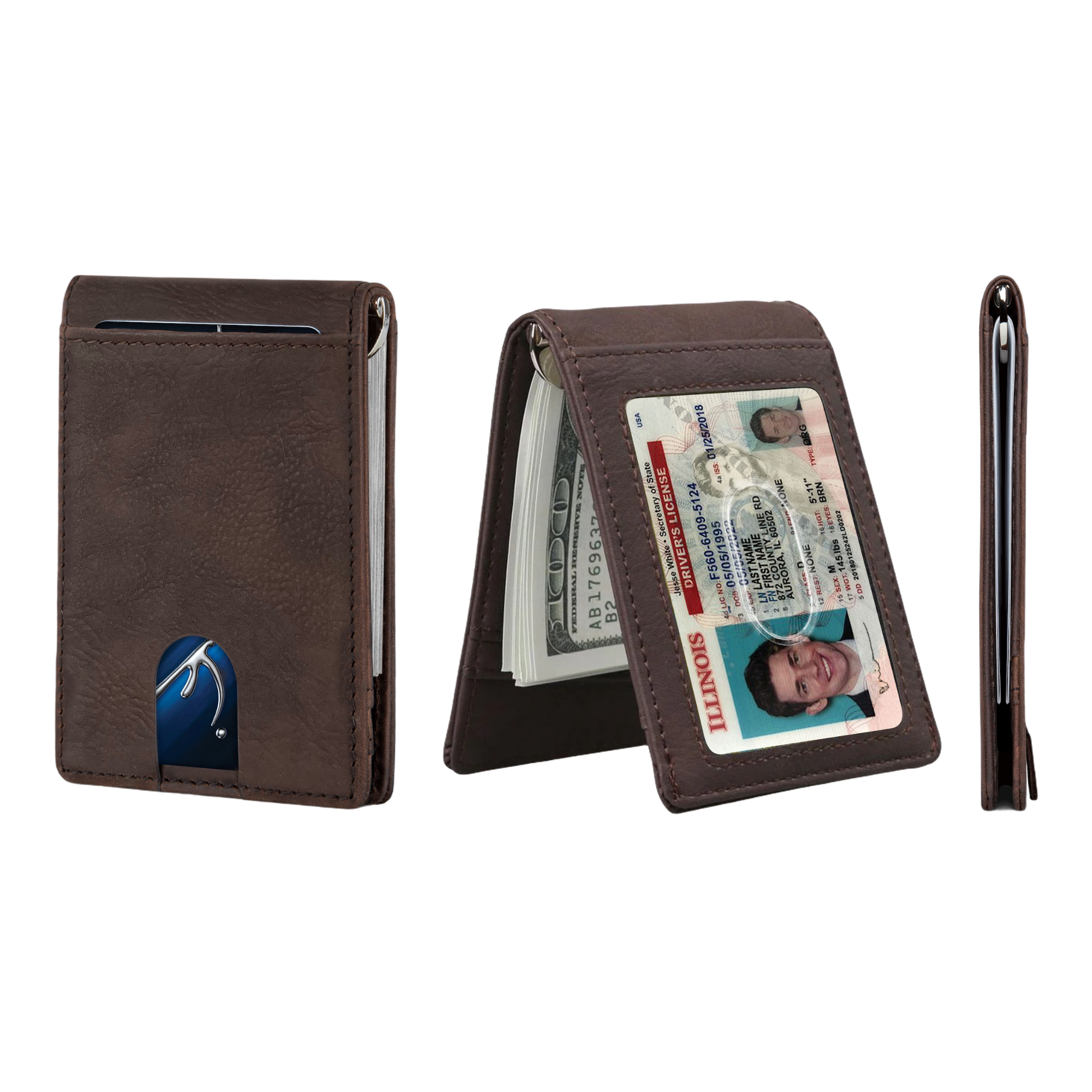 Ciana RFID Blocking Slim Bifold Leather Minimalist Front Pocket Wallets For Men with Money Clip