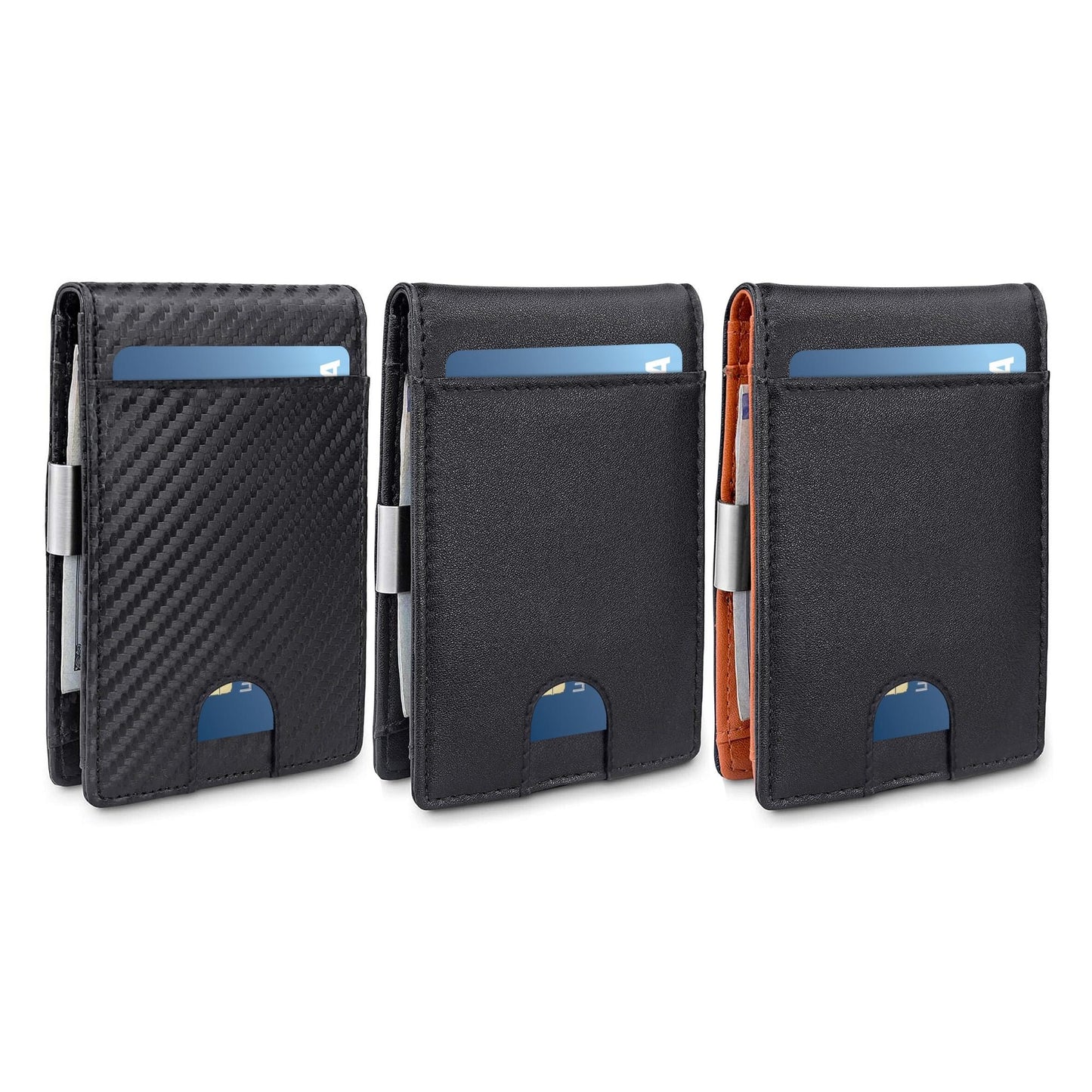 Men Slim Minimalist Wallet with 7 Slots RFID Blocking and Money Clip