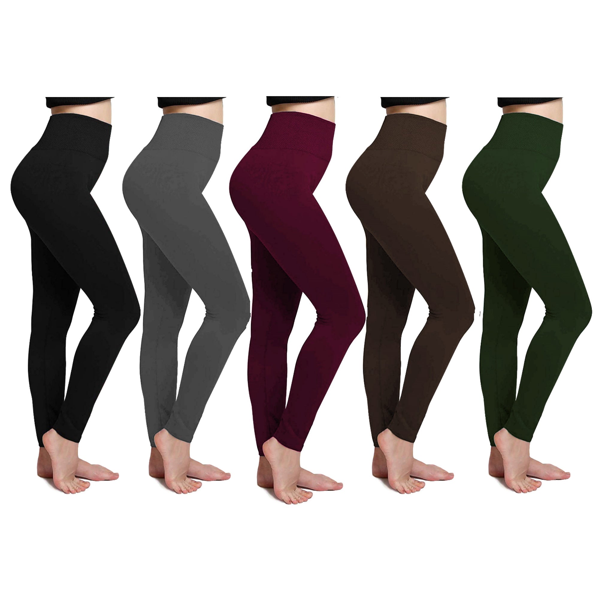 5-Pack Women's Cozy Fleece-Lined Seamless Leggings