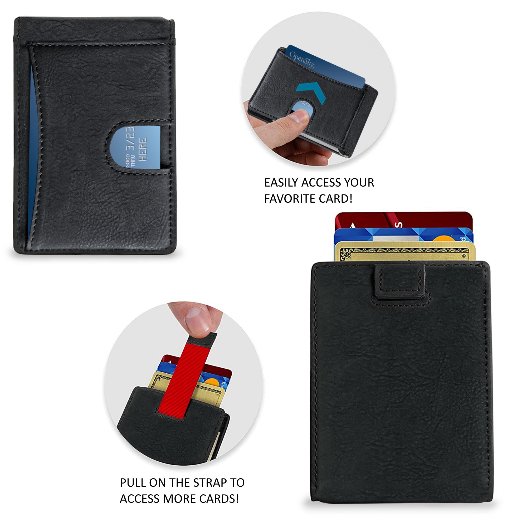 Ciana RFID Blocking Slim Bifold Leather Minimalist Front Pocket Wallets For Men with Money Clip