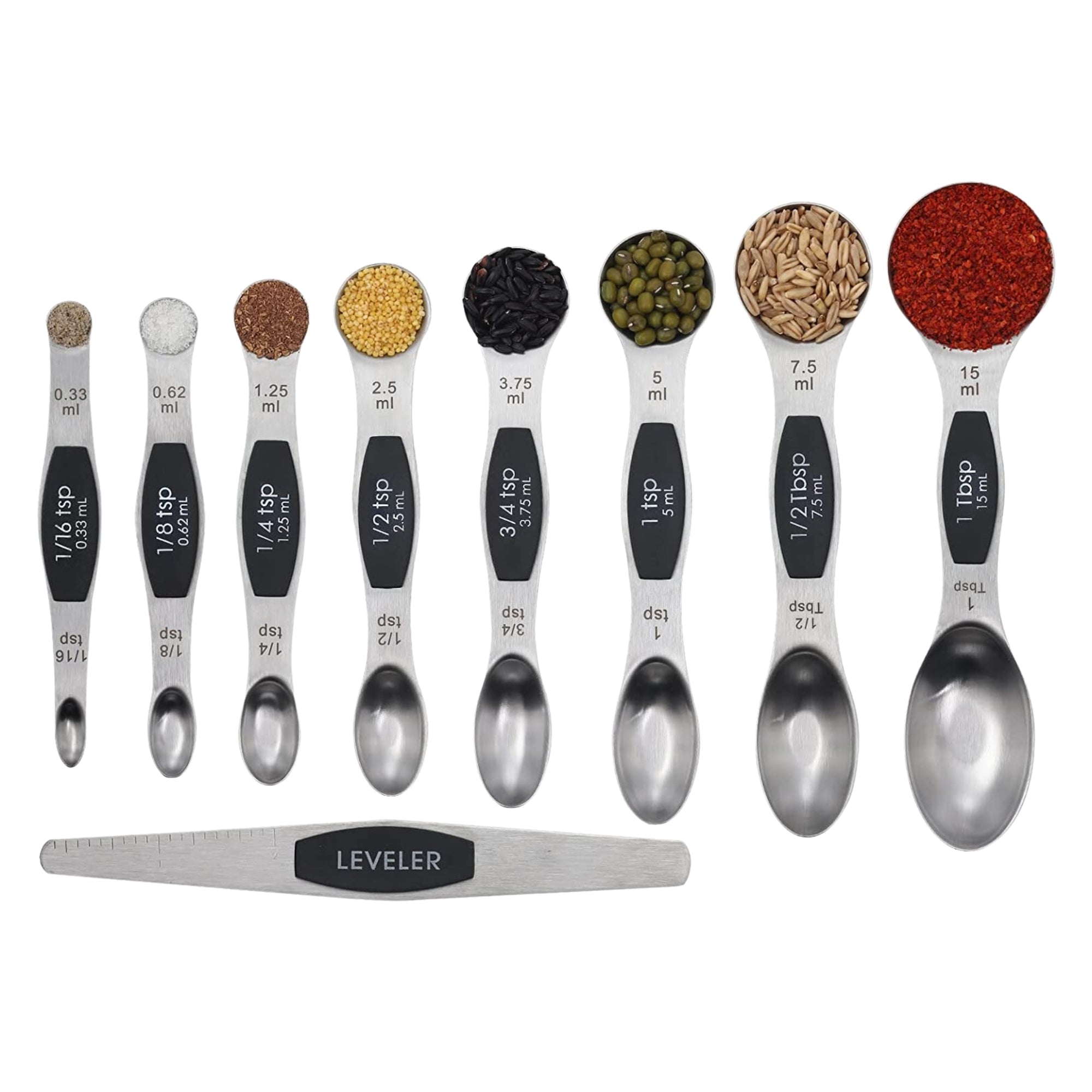 Dual Sided Stainless Steel Magnetic Measuring Spoons