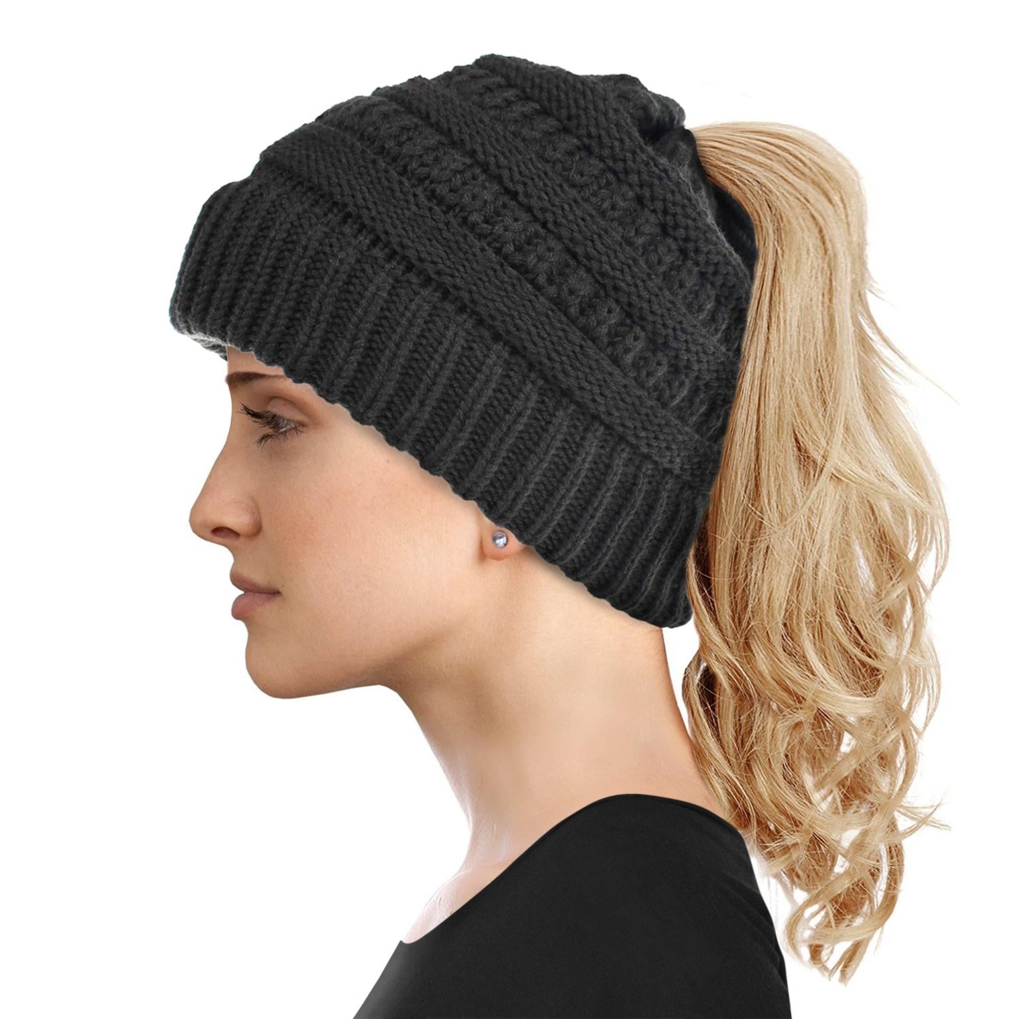 Women's Soft-Knit Ponytail Hat
