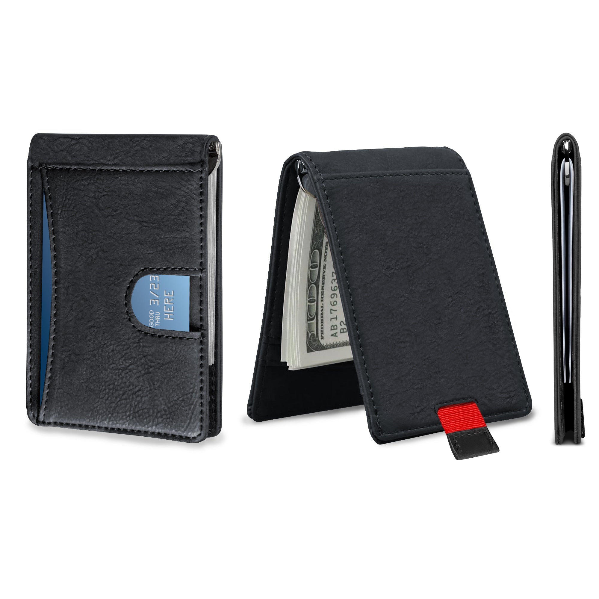 Ciana RFID Blocking Slim Bifold Leather Minimalist Front Pocket Wallets For Men with Money Clip