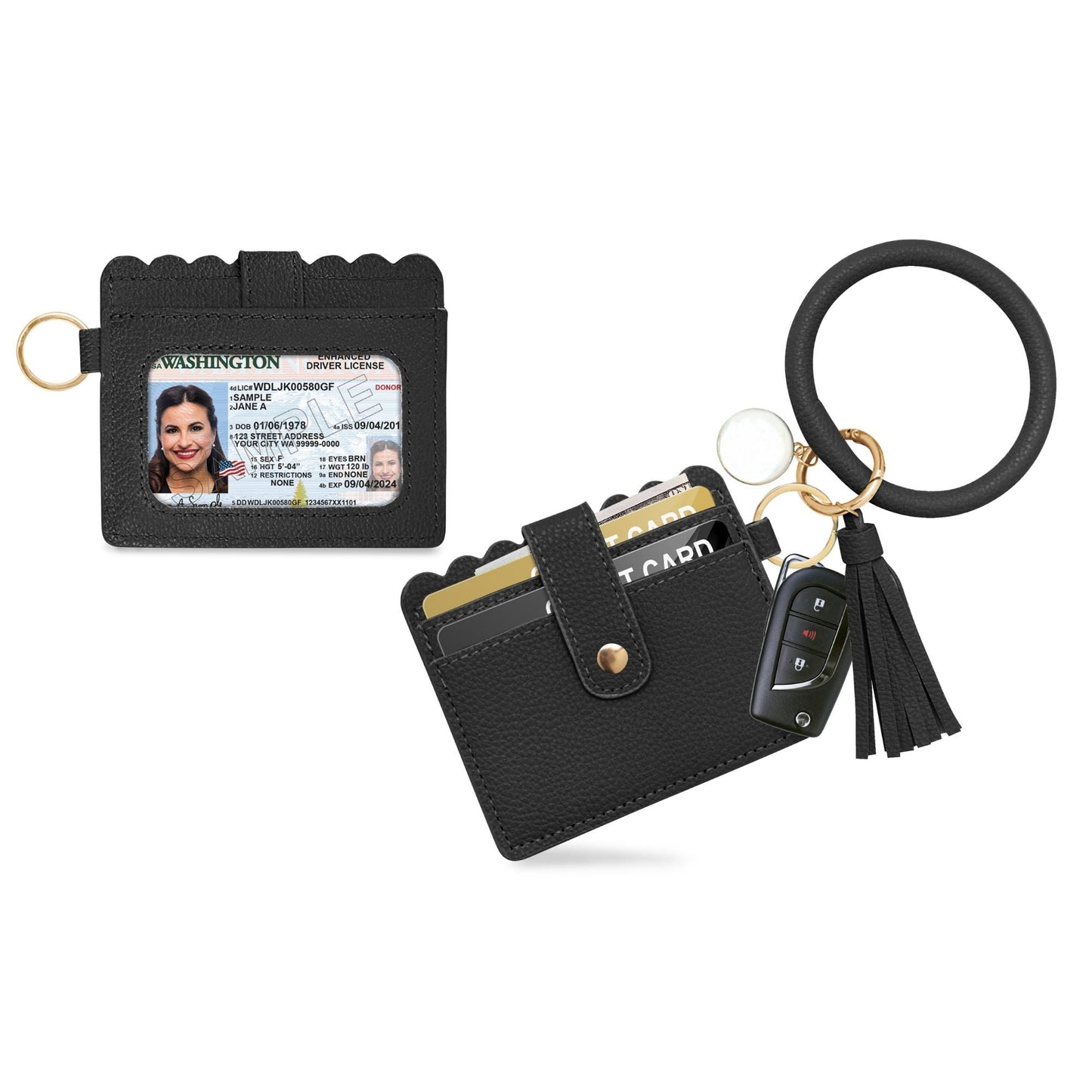 Bangle Keychain Ring with Credit Card Holder