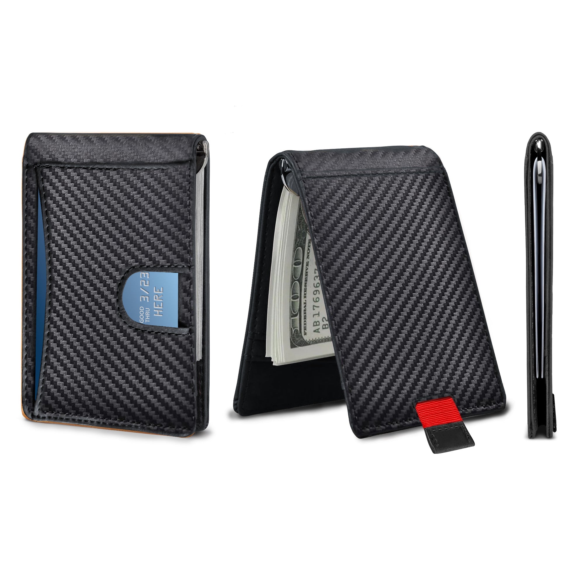 Ciana RFID Blocking Slim Bifold Leather Minimalist Front Pocket Wallets For Men with Money Clip